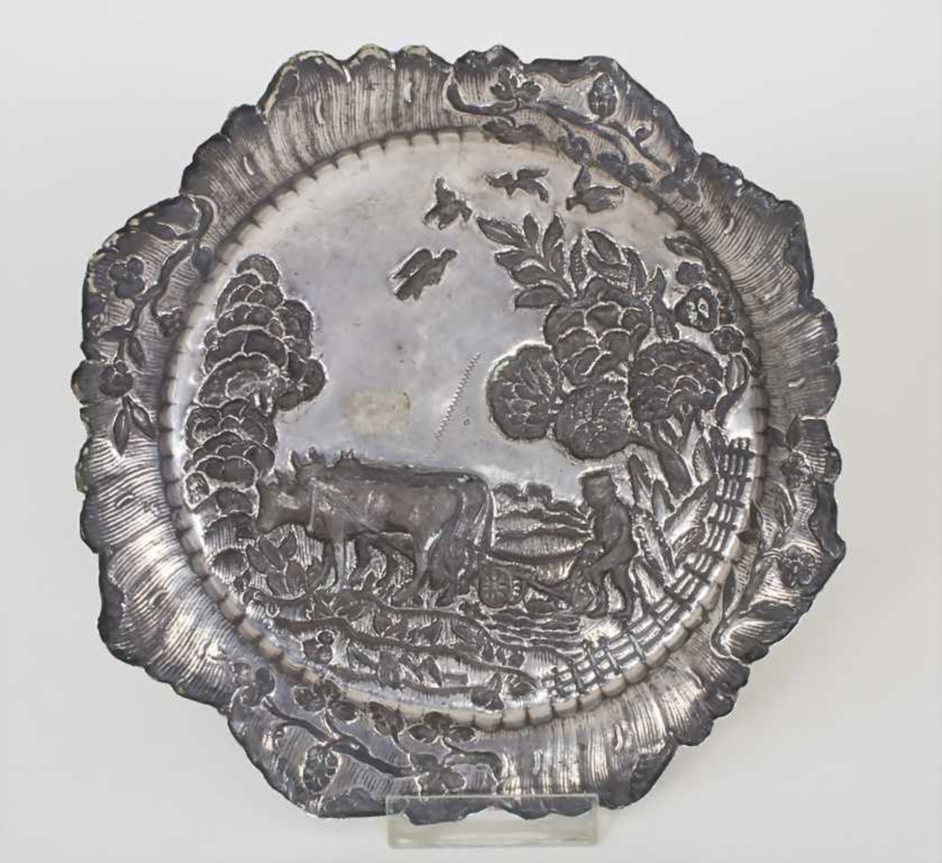 Barock Teller / A baroque silver plate, Dresden, 18. Jh.Material: Silber 12 Lot,Marke: - Image 3 of 5