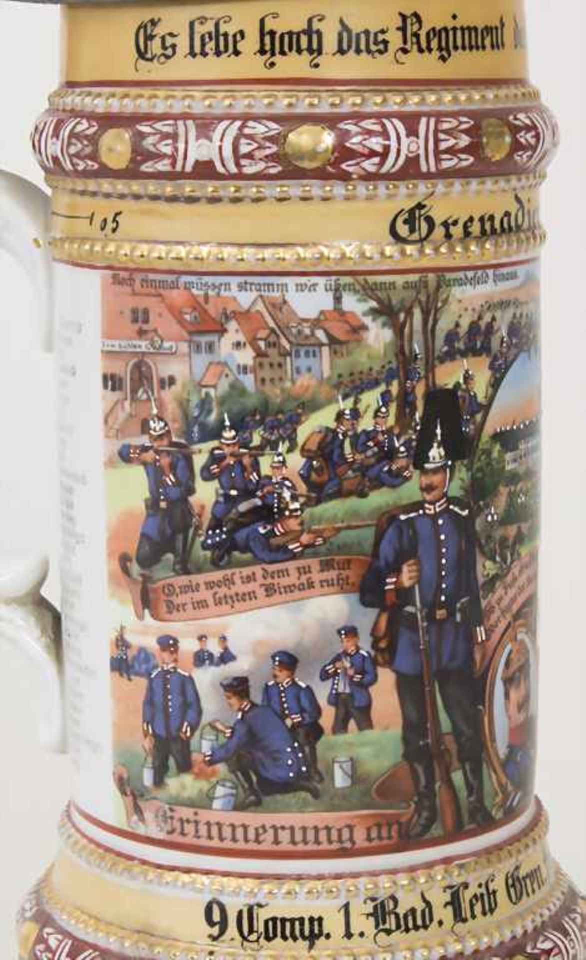 Reservistenkrug / A reservist beer mug, Karlsruhe, Baden, 1913Einheit: '9. Comp. 1. Bad. Leib - Image 11 of 11