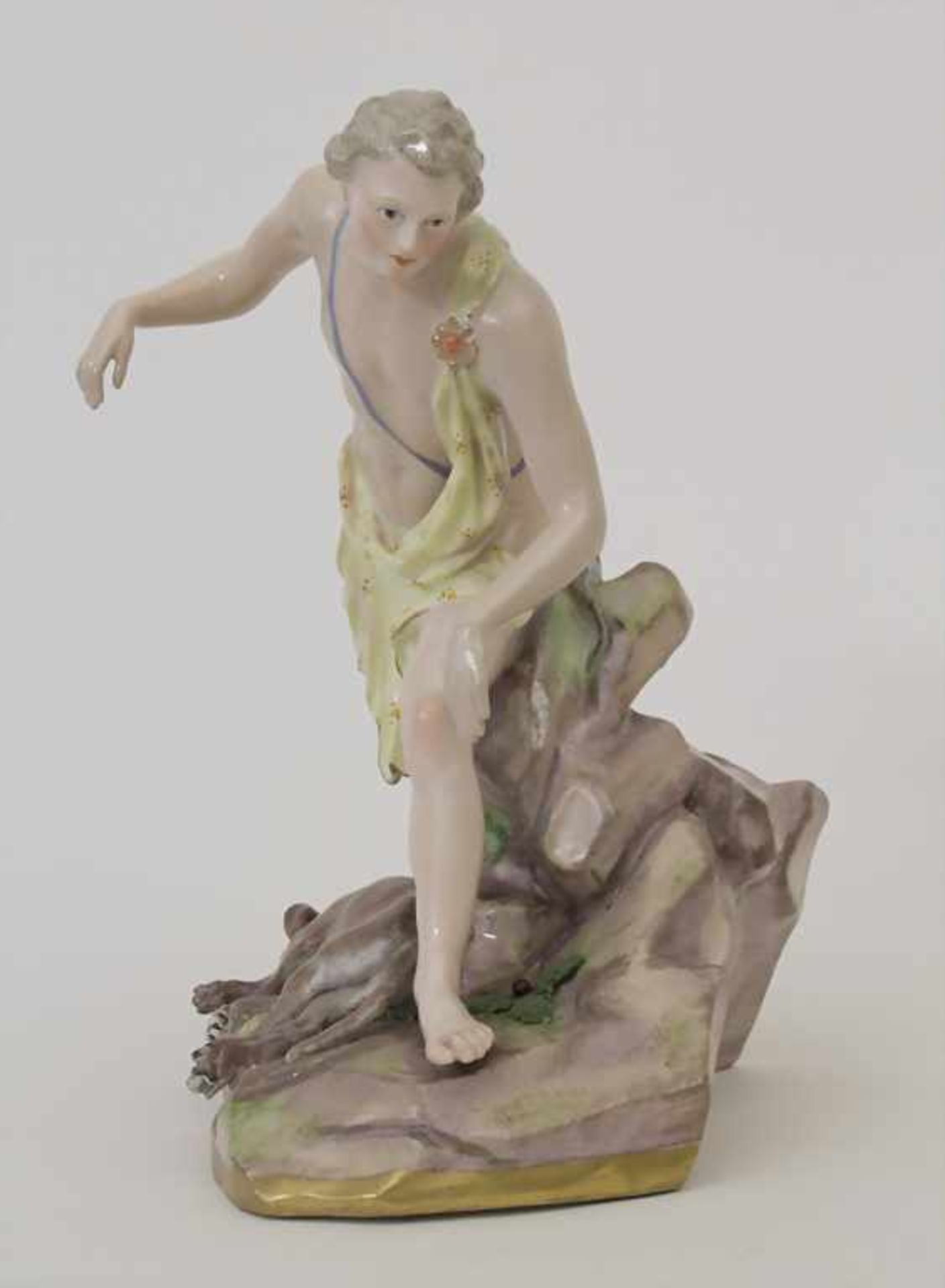 Jüngling mit Jagdhund / A boy with a hunting dog, Meissen, 19. Jh.Material: Porzellan, polychrom - Image 2 of 4