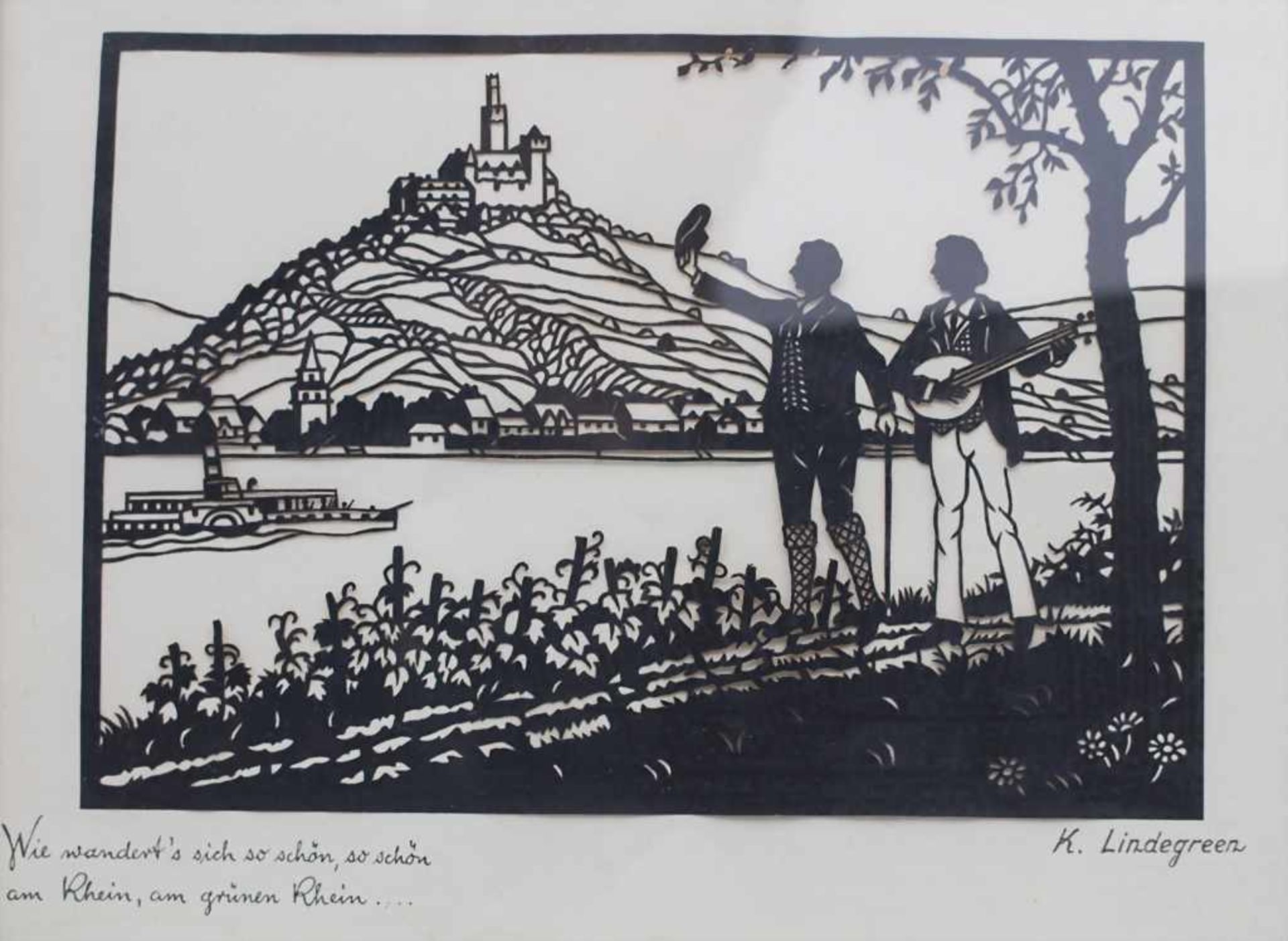 Konvolut 3 Scherenschnitte 'Rhein' und 'Windmühlen'Künstler: Frans Brasz, W. Weber, K. Lindegreen, - Image 2 of 7