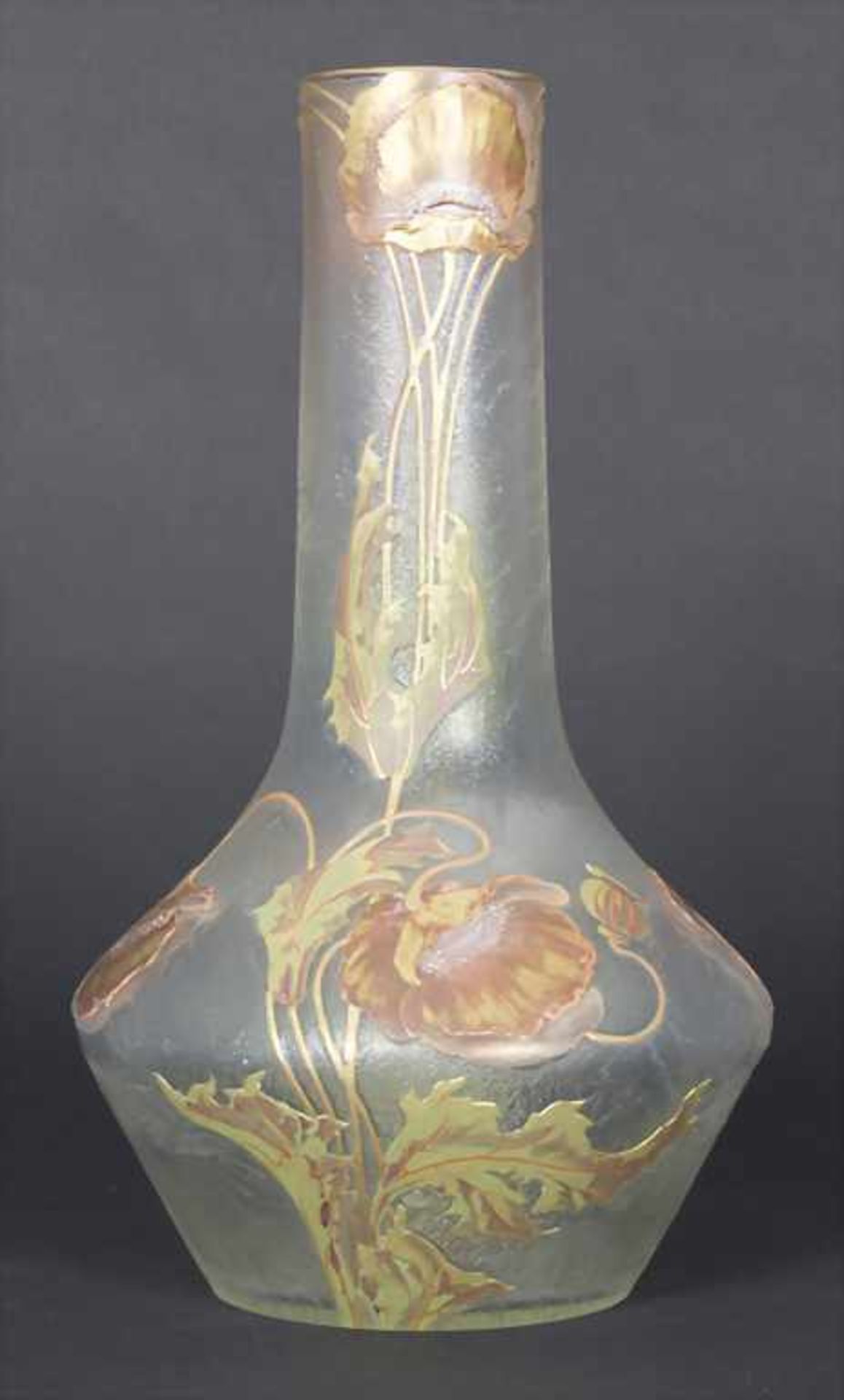 Jugendstil Vase mit Mohnblüten / An Art Nouveau vase with poppy flowers, Mont Joye/Legras et Cie., - Image 3 of 8