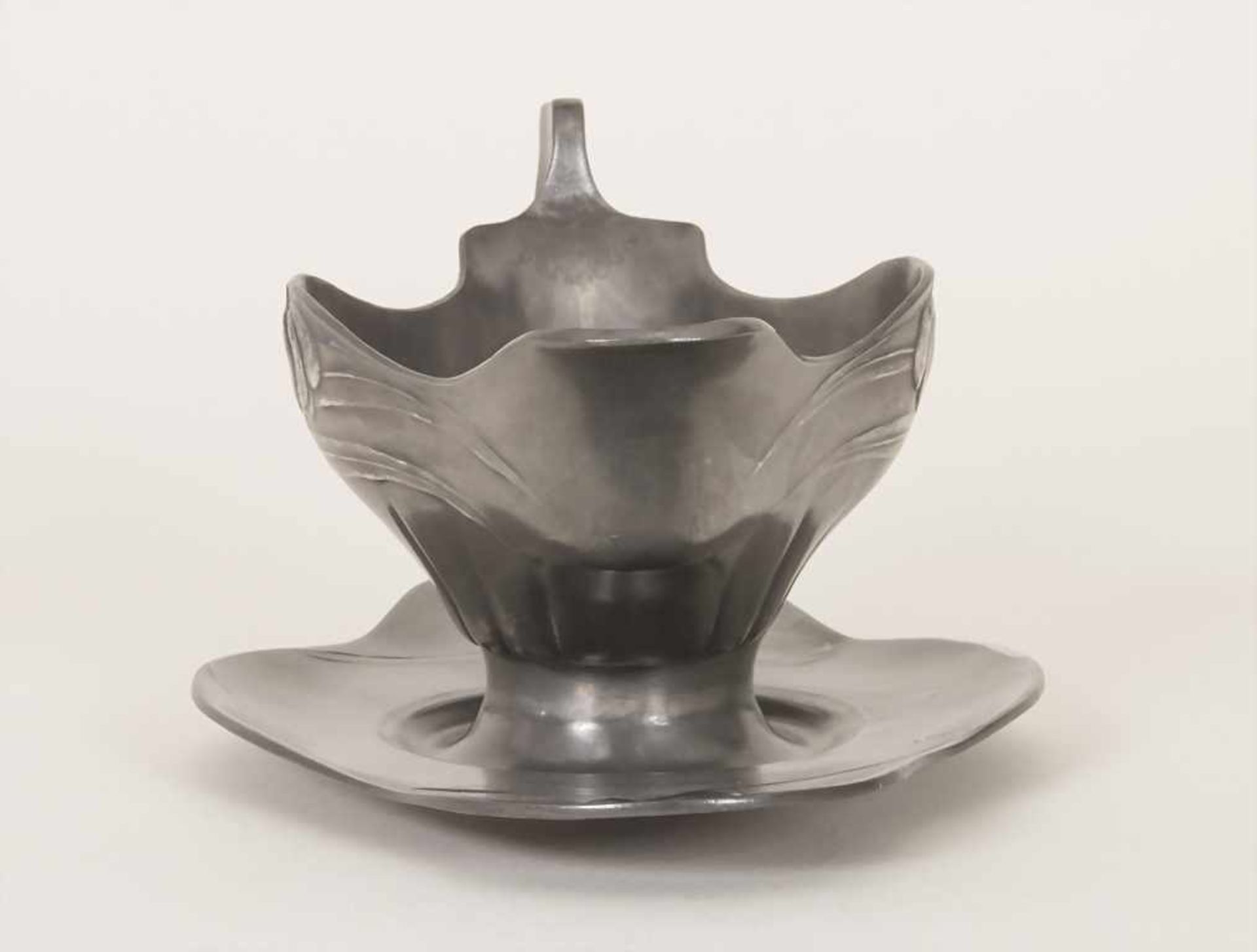 Jugendstil Sauciere mit Löffel / An Art Nouveau sauce boat with serving spoon, Orivit, Köln um - Image 4 of 9