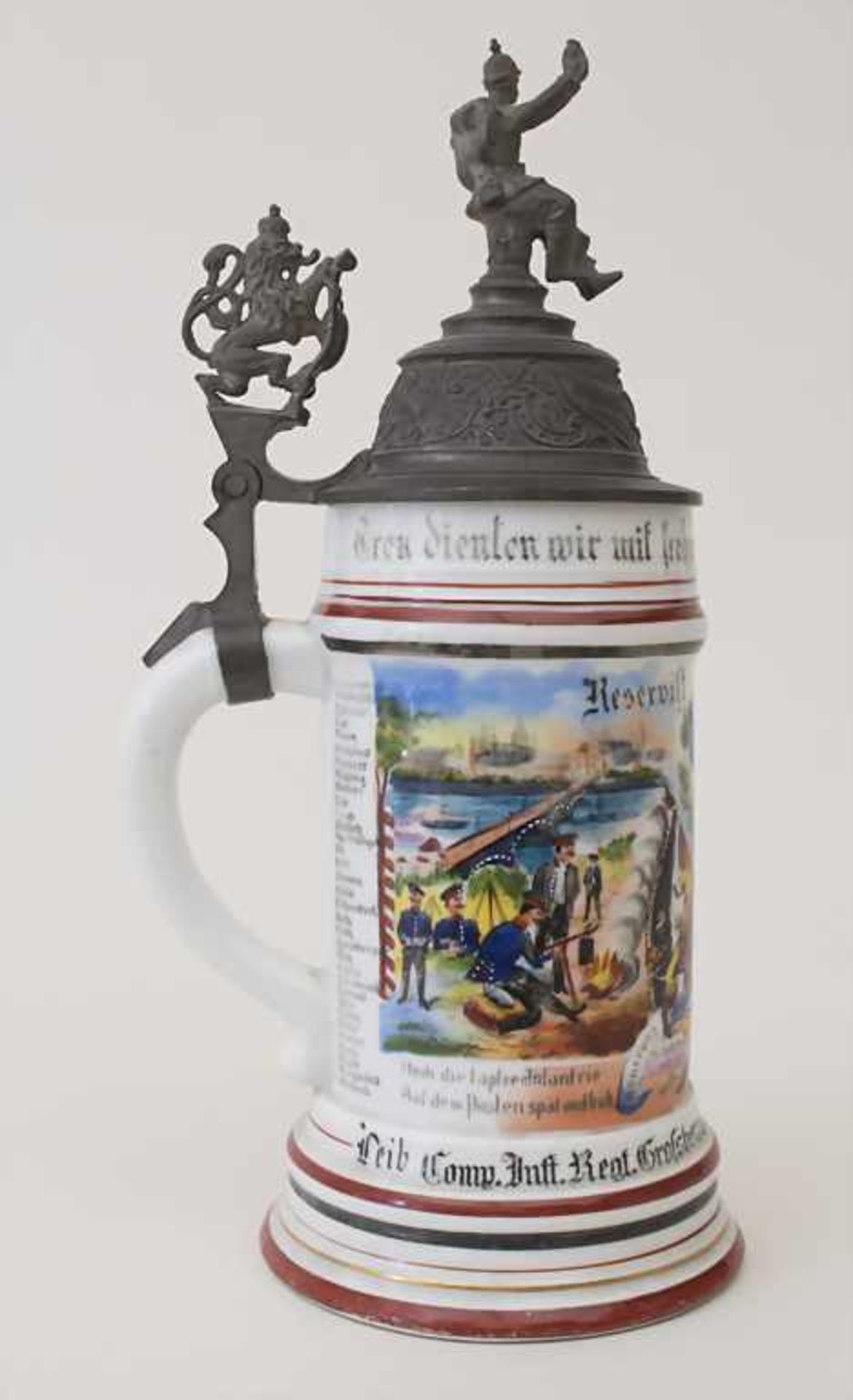 Reservistenkrug / A reservist beer mug, Mainz, Hessen, Pfalz, 1904Einheit: 'Leib Comp. Inft. Regt. - Image 7 of 10