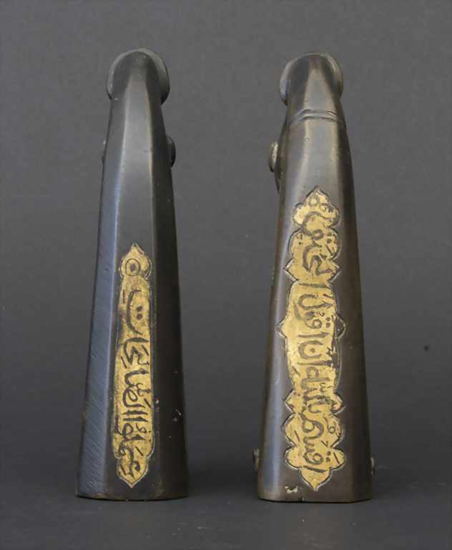 Paar Bronze Applikationen, Osmanisch, 19. JhMaterial: Bronze patiniert parz. vergoldet,Dekor: - Image 4 of 4