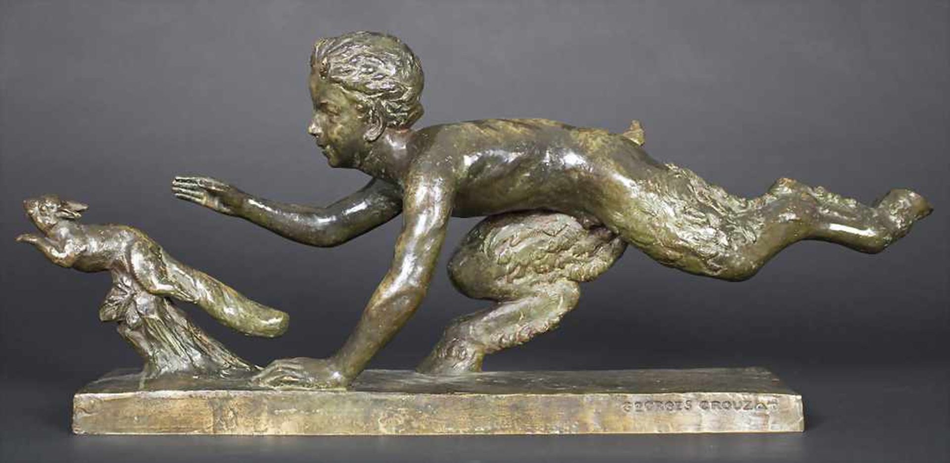 Faun mit Eichhörnchen / A faun with a squirrel, Georges Crouzat, (1904-1976)Material: Bronze,