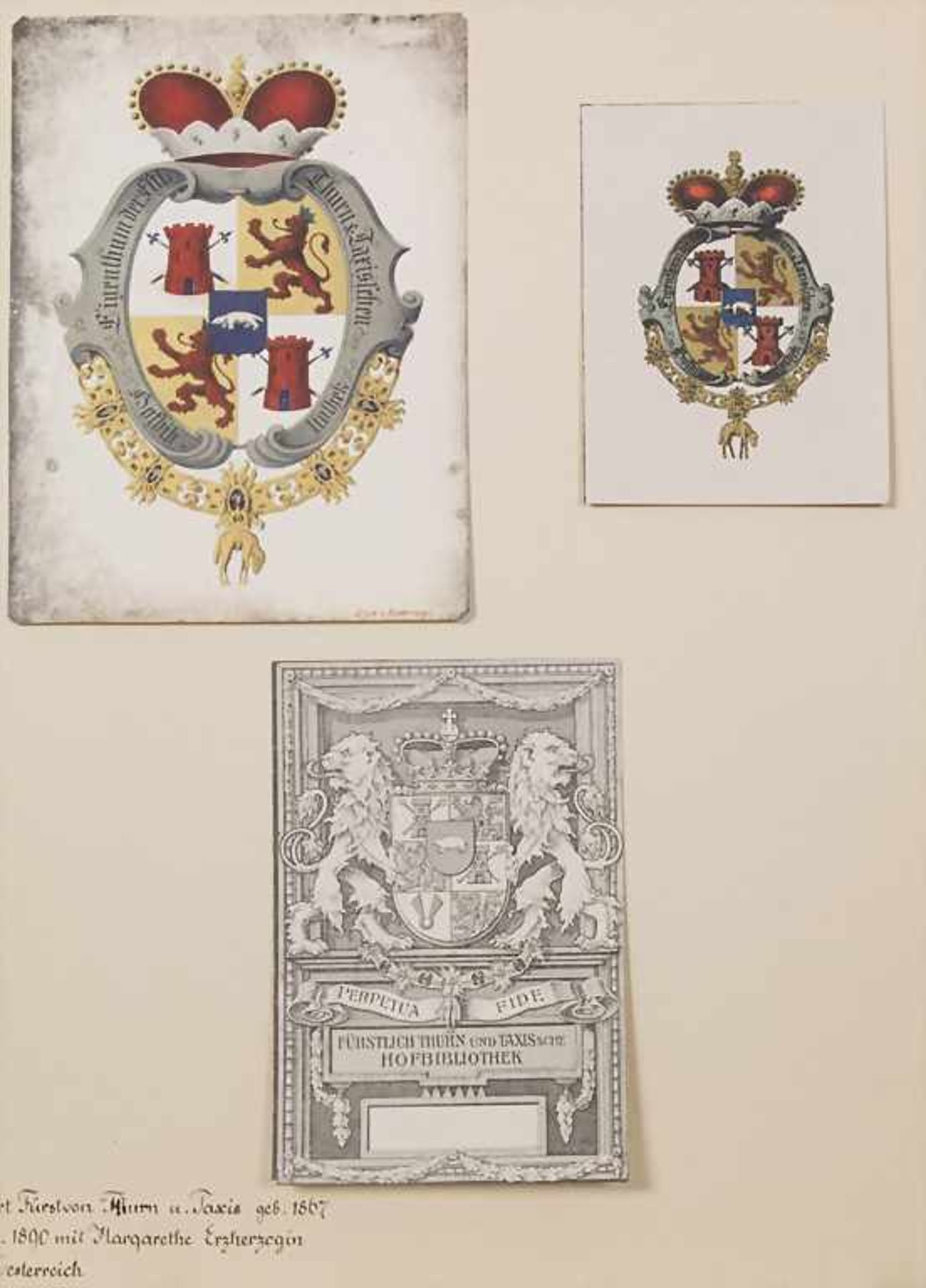 Sammlung 65 Exlibris: 'Kaiser- und Königshäuser, Grafen und Freiherren' / 'A collection Exlibris: '