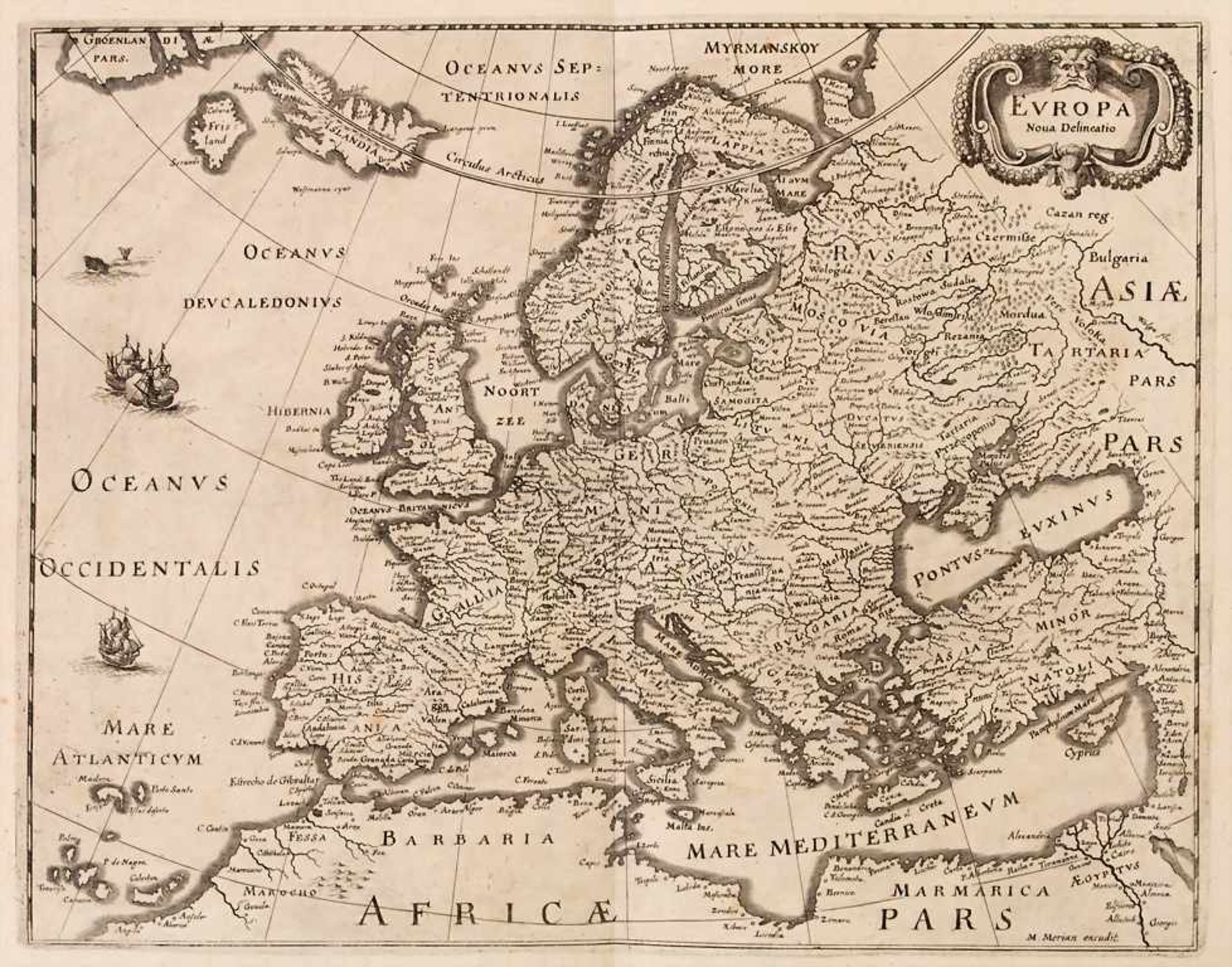 Historische Karte 'Europa' / A historic view of EuropeAus Merians Theatrum Europaeum, 1635,Titel: - Image 3 of 3