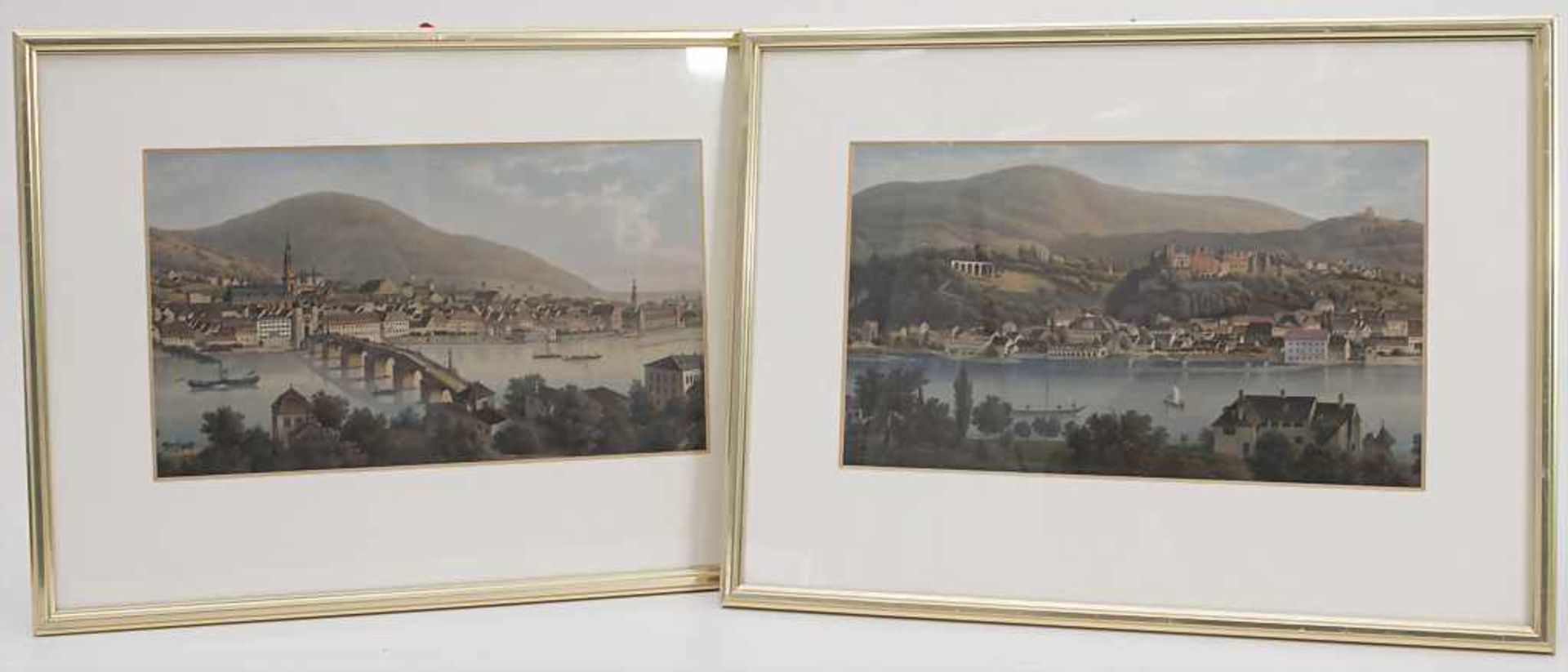 2 historische Ansichten Heidelbergs / 2 historic views of HeidelbergDarstellung: Blick über den