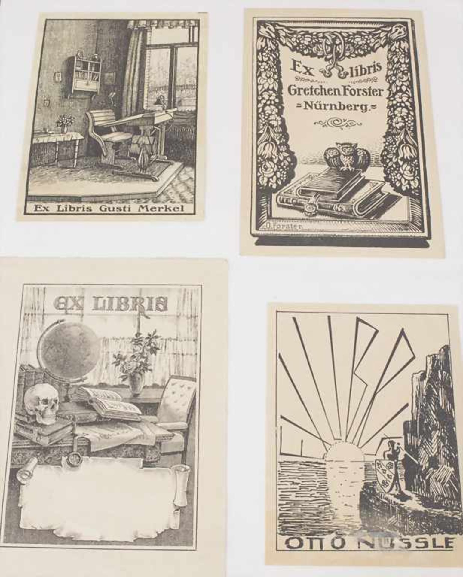 Exlibris-Sammlung / An Exlibris collection, um 1900Ordner mit ca. 140 Exlibris um die - Image 2 of 7