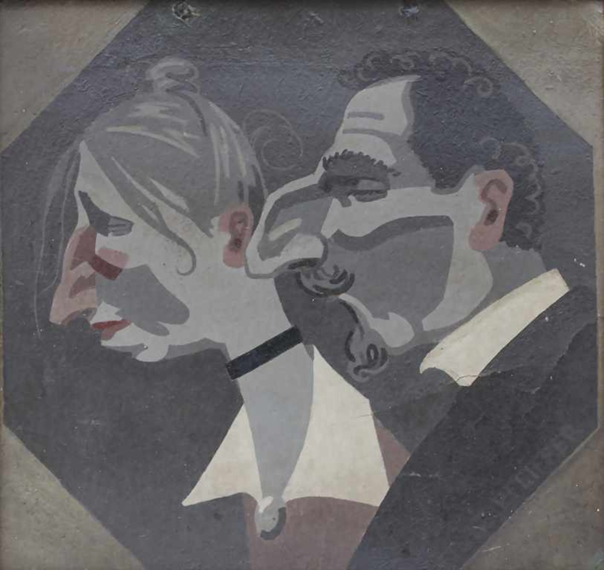 Fritz Pfeiffer (1878-1953), Karikatur 'Eheleute' / A caricature 'married couple'Technik: Öl auf