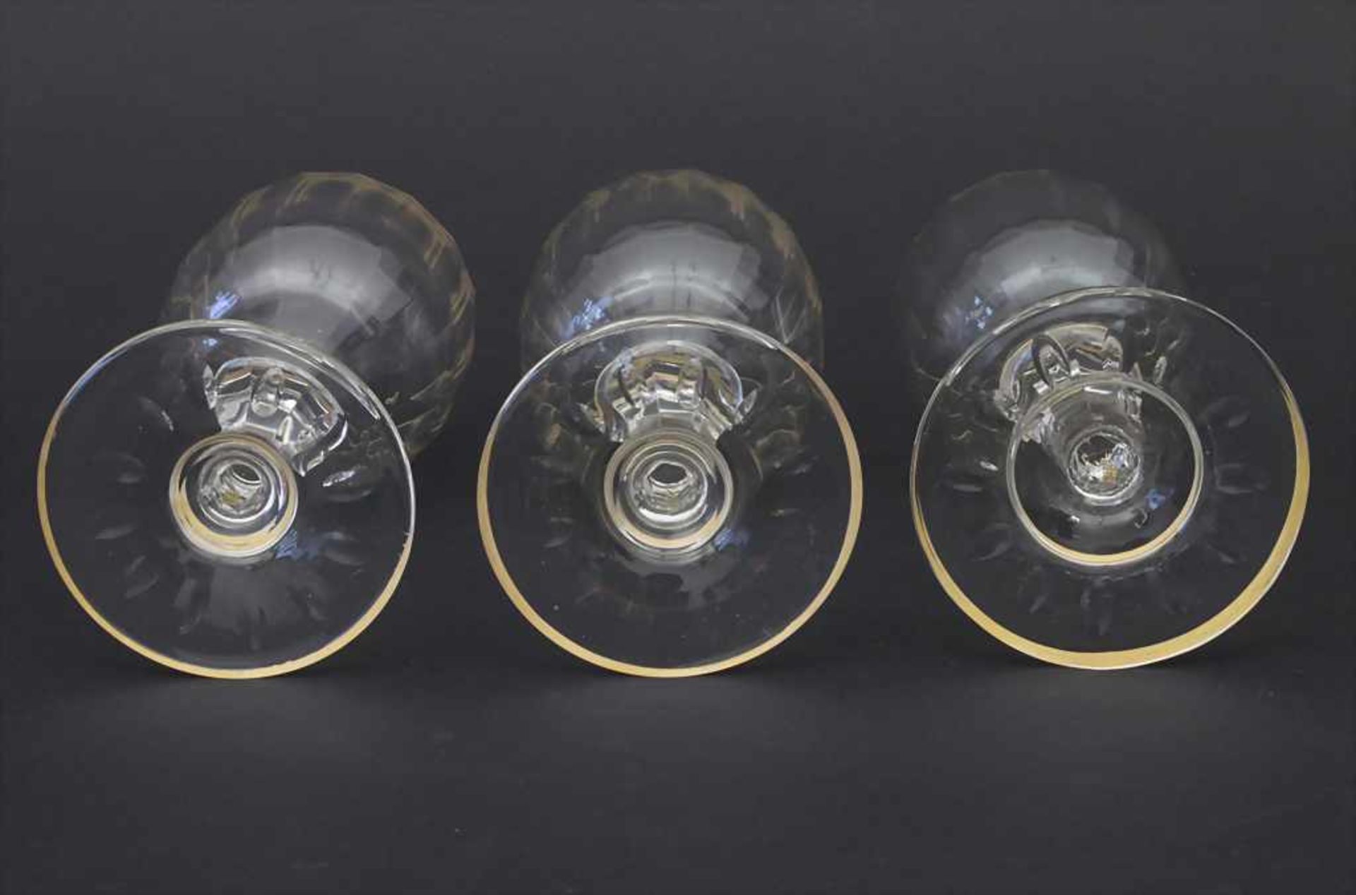 3 Sherrygläser / 3 glasses, J. & L. Lobmeyr, Wien, um 1880Material: farbloses Glas mit Goldrand, - Bild 4 aus 4