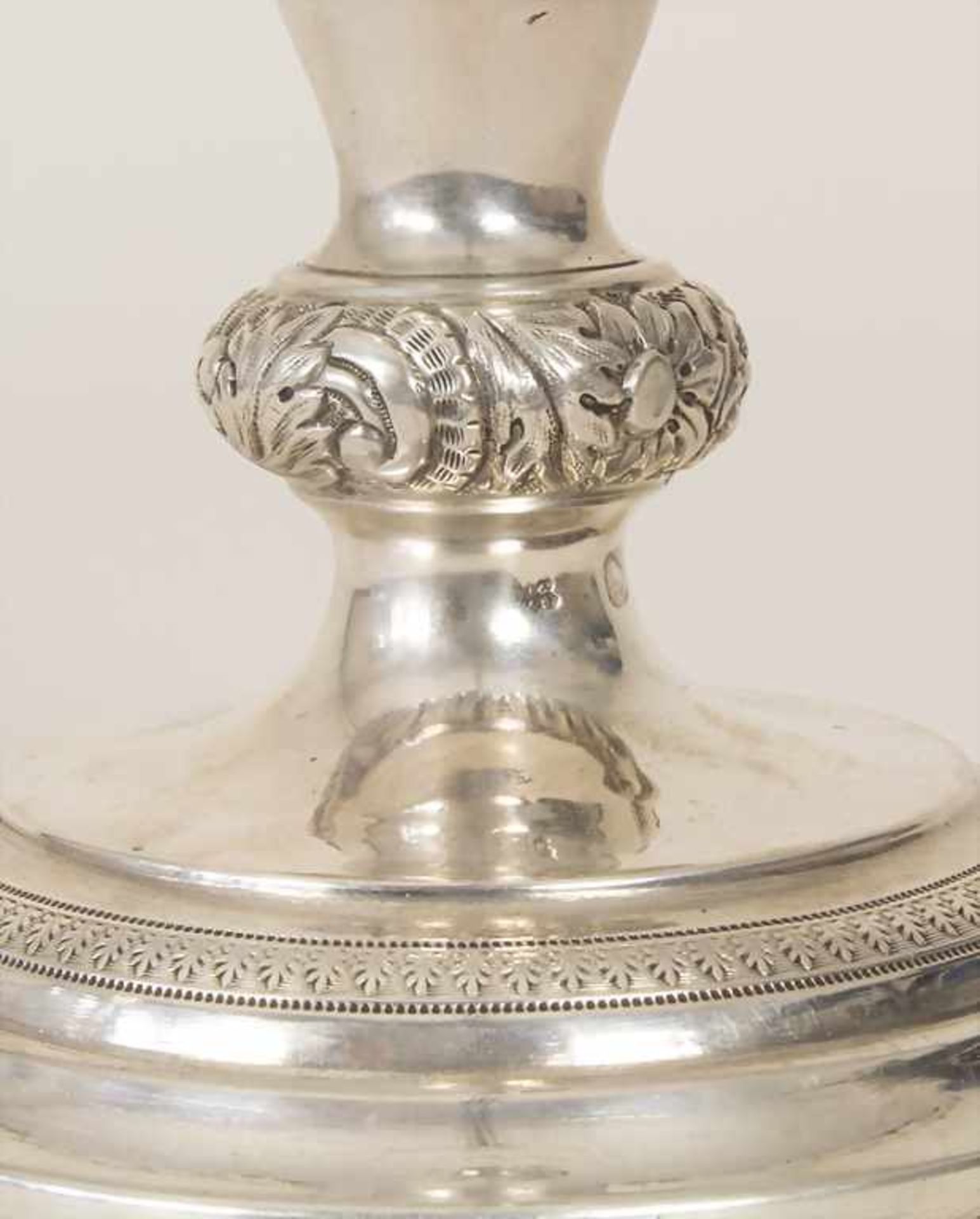 Biedermeier Leuchter / A Biedermeier candlestick, J. Schmidt, Wien, 1854Material: Silber 13 Lot, - Image 4 of 6