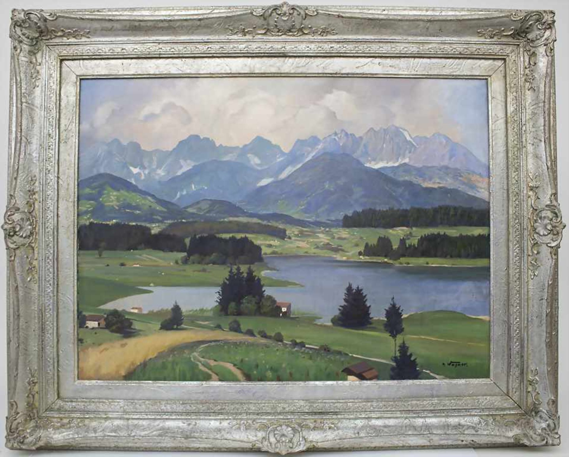 Karl Wagner (1796-1867), 'Alpenlandschaft mit Bergsee' / 'A mountain with lake'Technik: Öl auf - Image 2 of 5