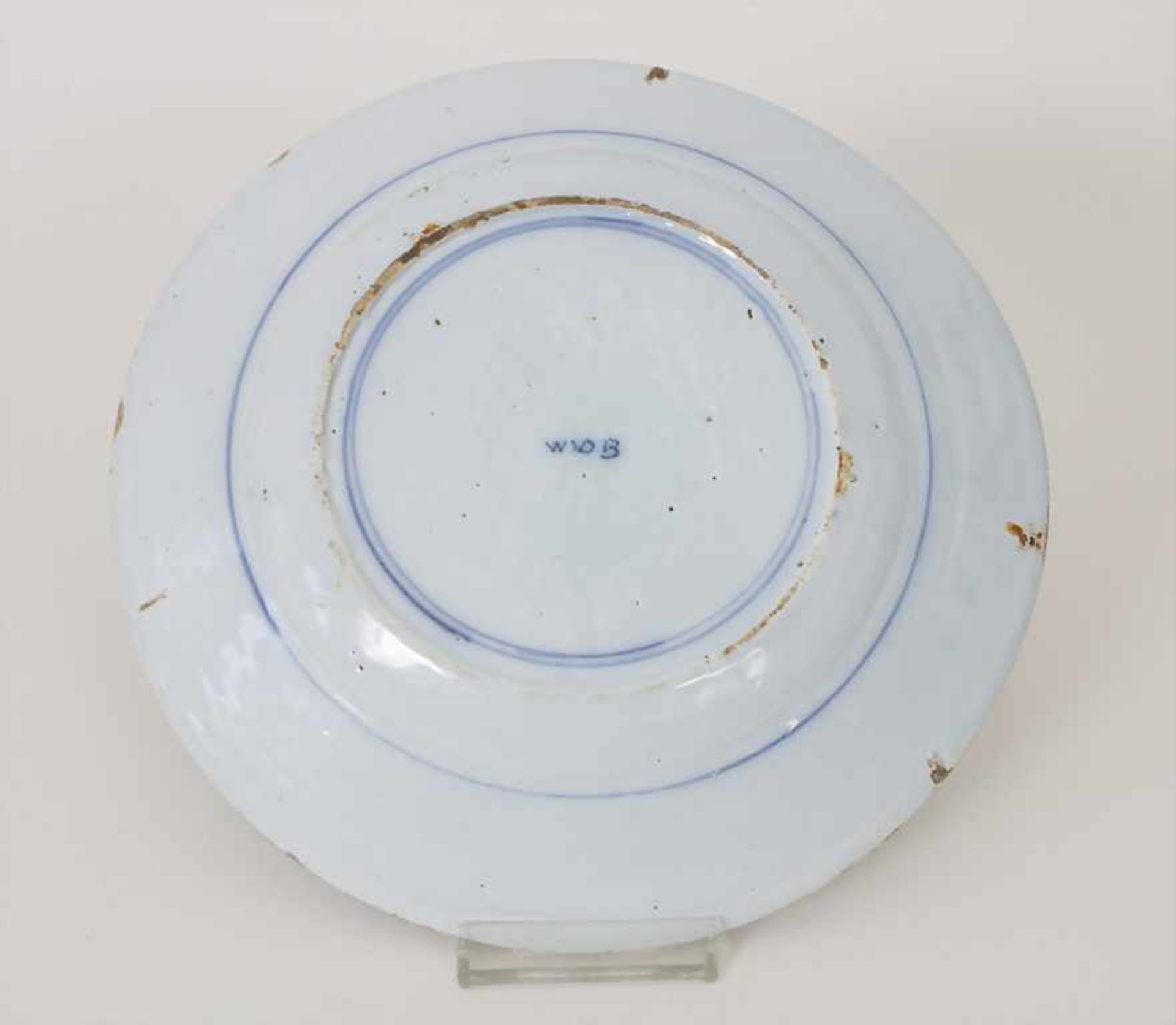 Fayenceteller / A faience plate, Hanau, 18. JhMaterial: Fayence, Chinoiserie unterglasurblau, - Image 3 of 4