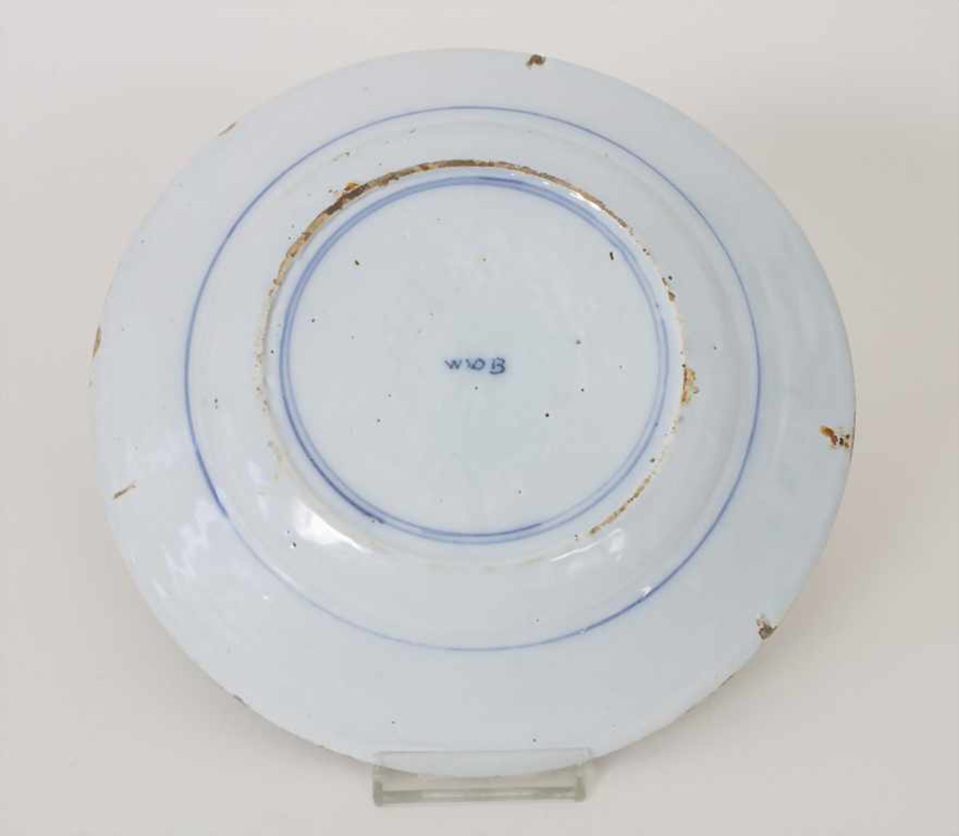 Fayenceteller / A faience plate, Hanau, 18. JhMaterial: Fayence, Chinoiserie unterglasurblau, - Bild 3 aus 4