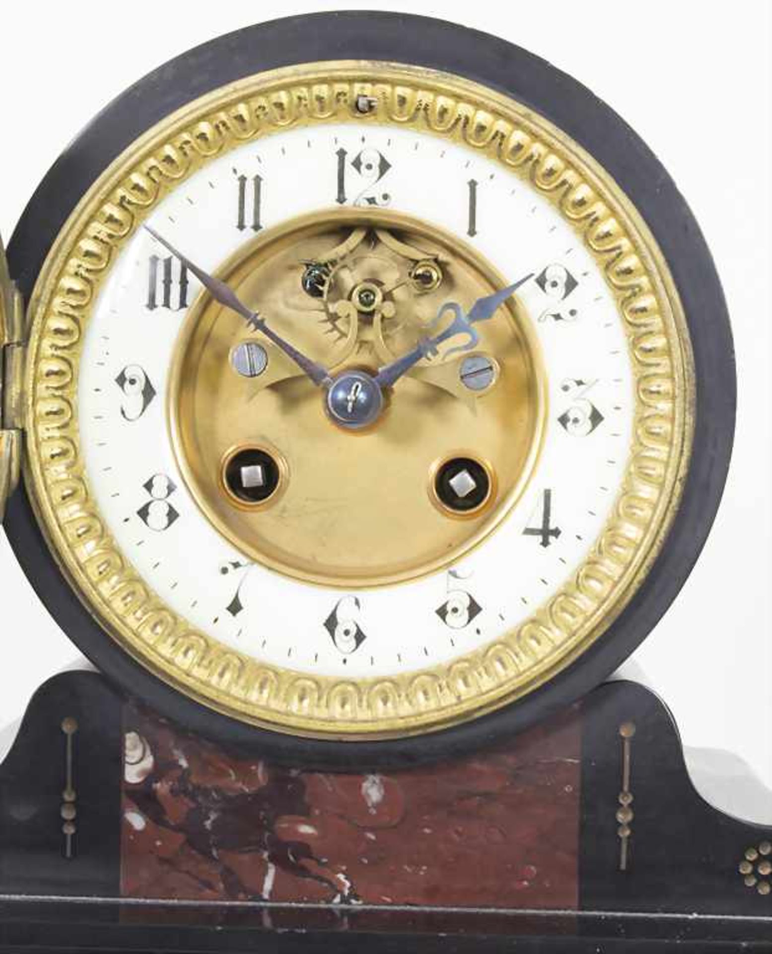 Kaminuhr, A table clock, Frankreich um 1900Gehäuse: Marmor in unt. Farben,Uhrwerk: - Bild 6 aus 8