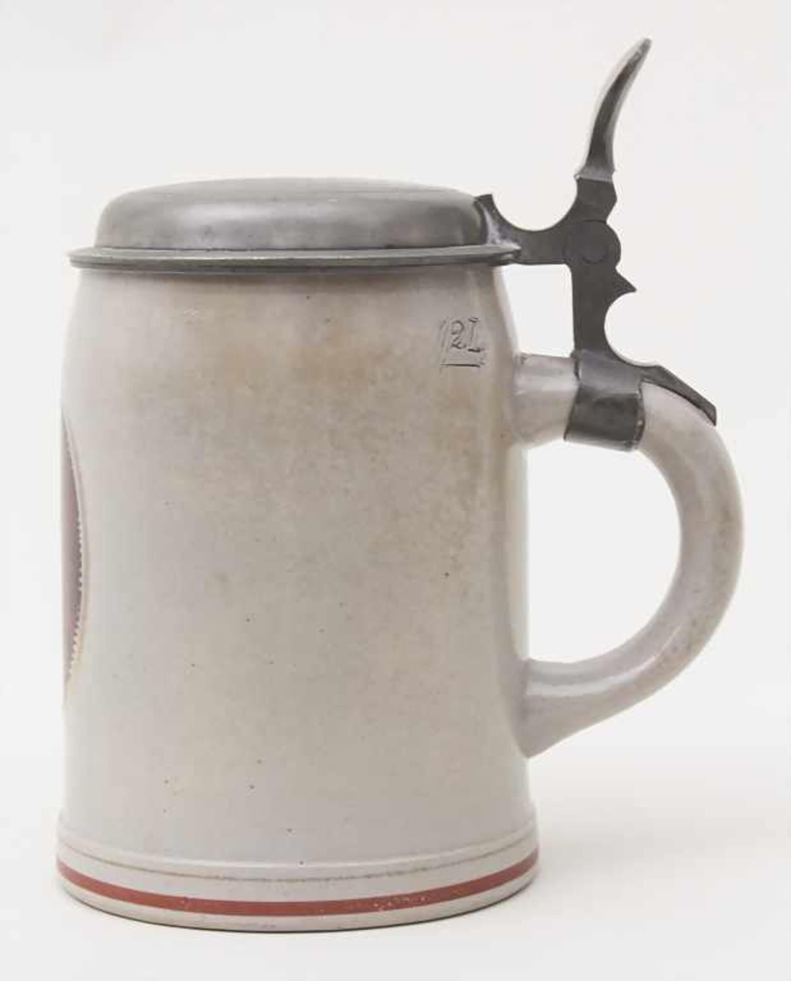 Patriotenbierkrug, 0,5 L, Merkelbach & Wick, Grenzhausen, um 1915Material: graues Steinzeug, - Image 2 of 10