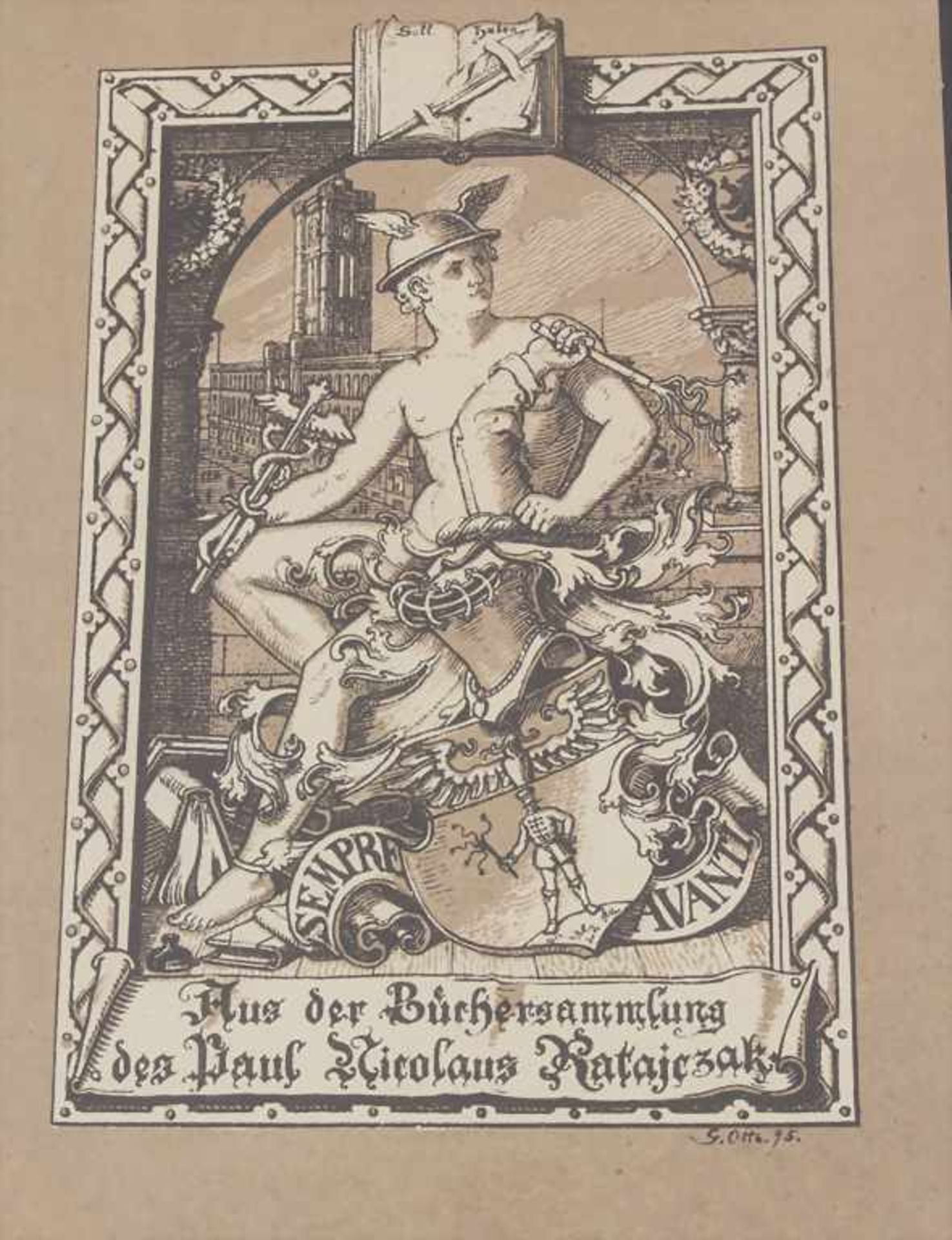 Exlibris-Sammlung / An Exlibris collection, um 1900Ordner mit ca. 140 Exlibris um die - Image 7 of 7