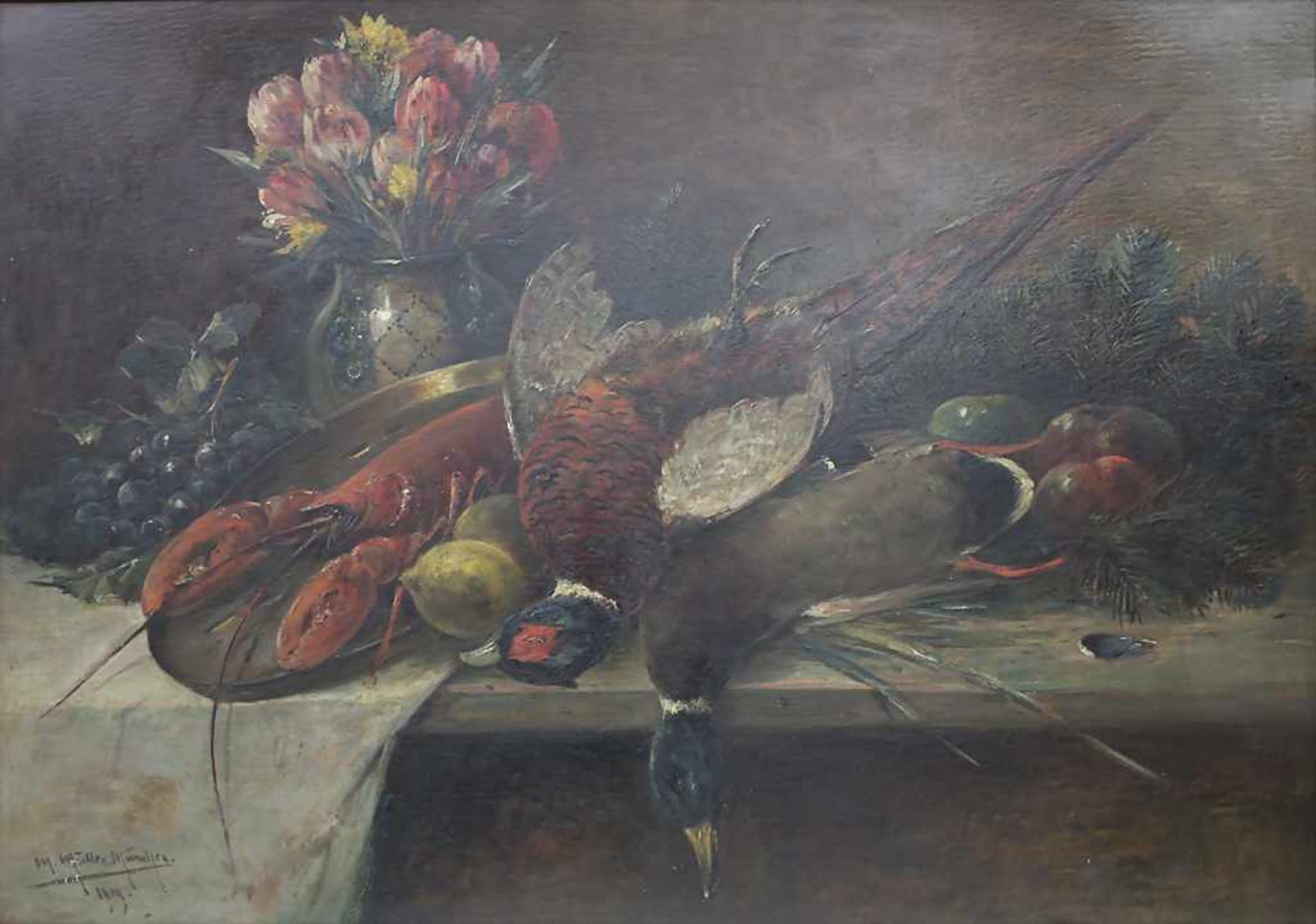 Moritz Müller (1869-1934), 'Stillleben mit Hummer und Fasan' / 'A still life with lobster and