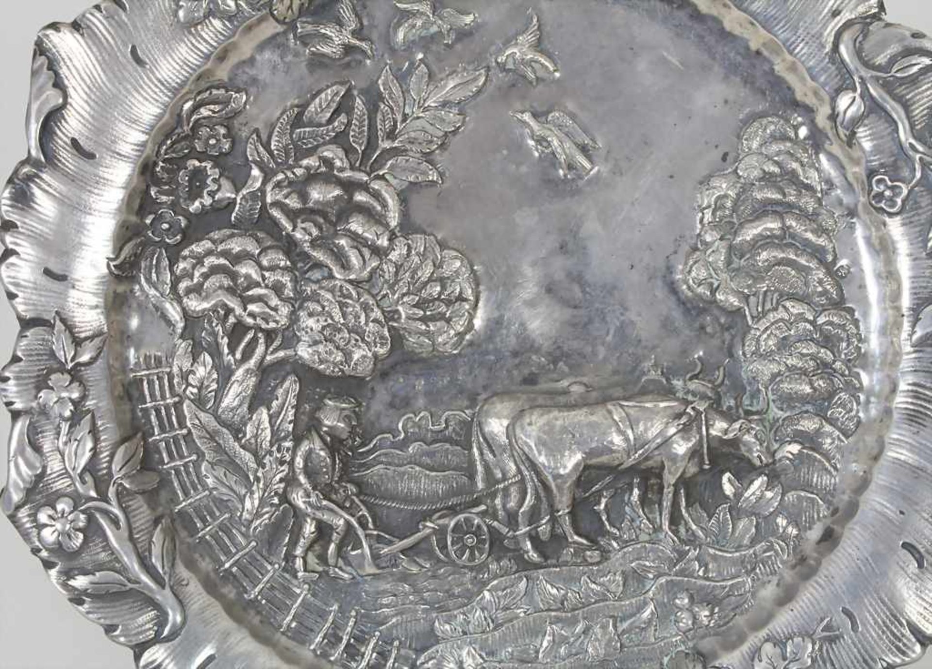 Barock Teller / A baroque silver plate, Dresden, 18. Jh.Material: Silber 12 Lot,Marke: - Image 2 of 5