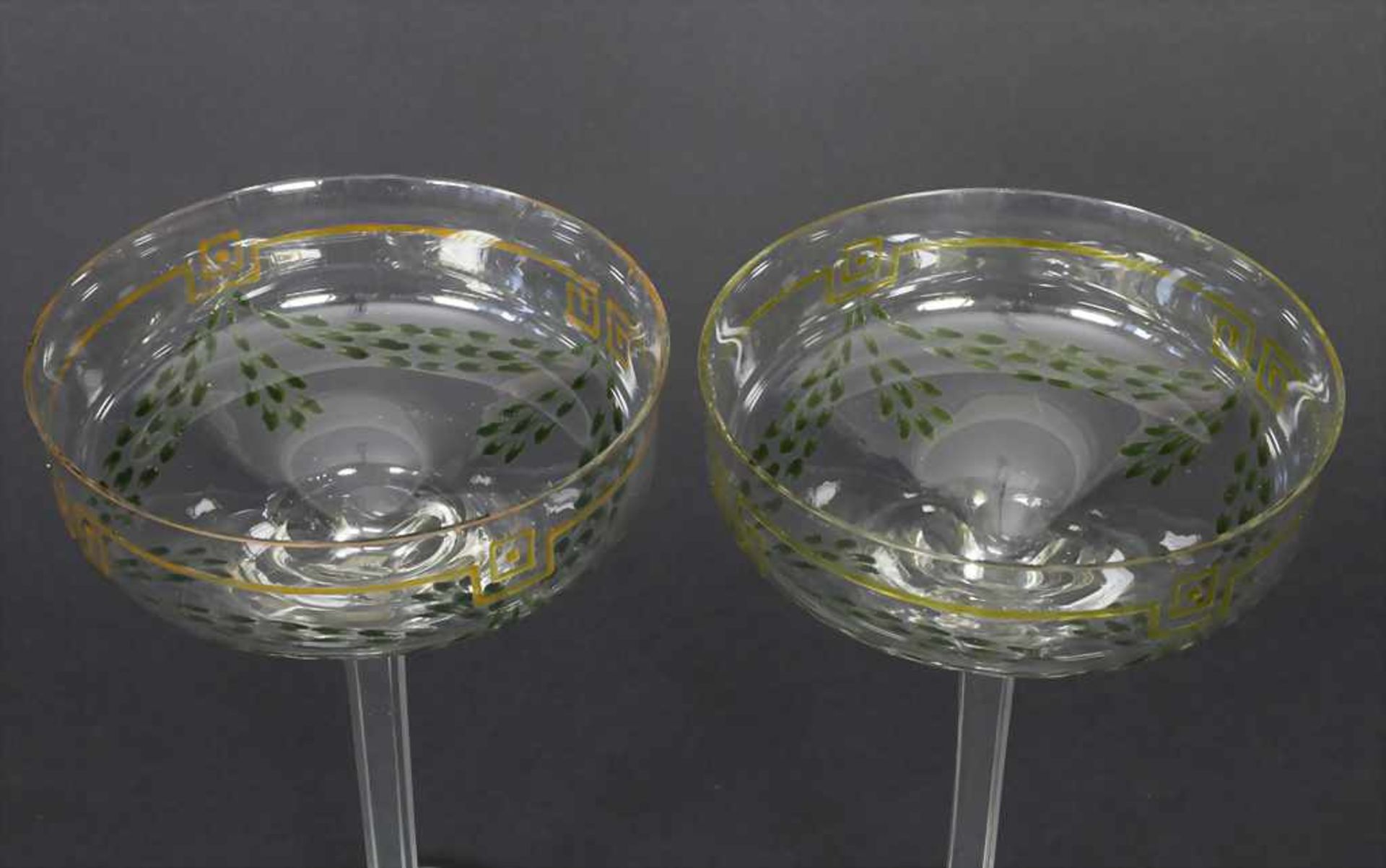 Paar Jugendstil Sekt-Stengelgläser / A pair of Art Nouveau champagne glasses, Theresienthal, - Bild 2 aus 3