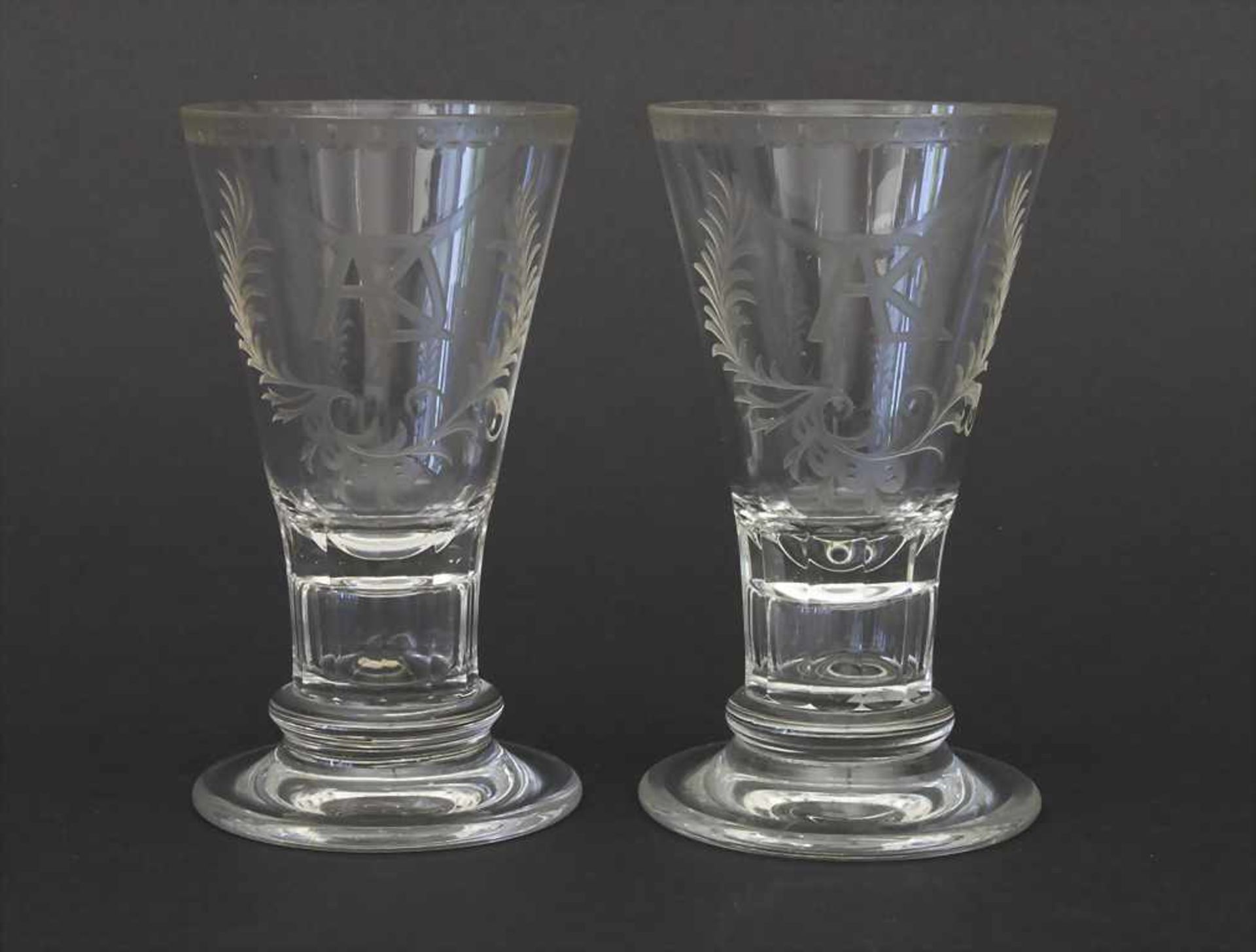 2 Kelchgläser / 2 glasses, J. & L. Lobmeyr, Wien, um 1880Material: farbloses Glas mit