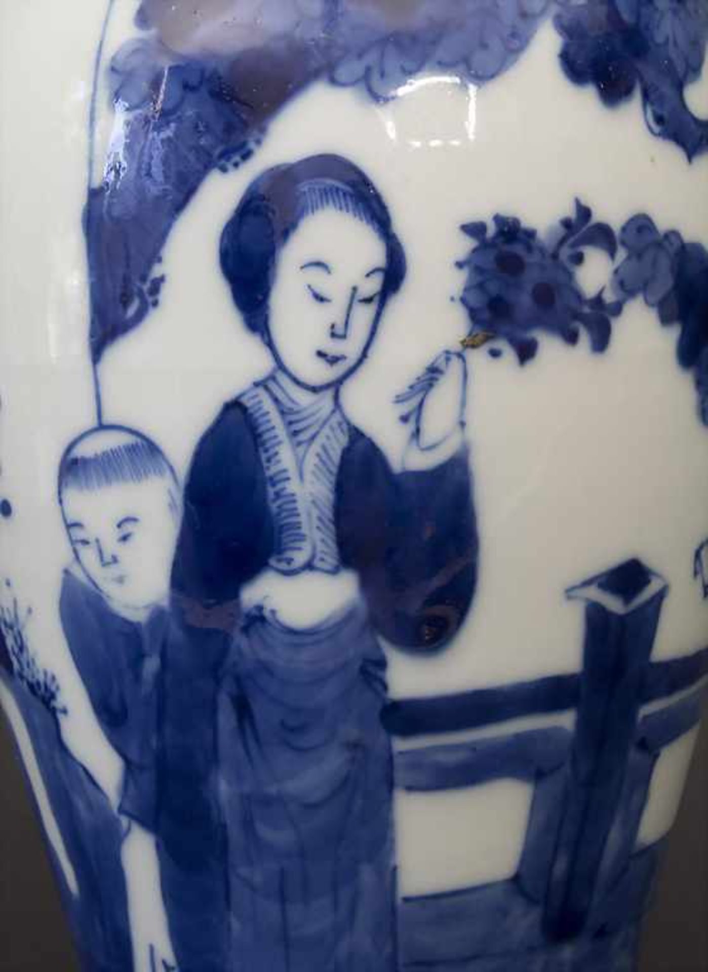 Deckelvase, Kangxi-Periode, ChinaMaterial: Porzellan, mit Blaumalerei,Marke: vier Felder Marke,Maße: - Bild 7 aus 8