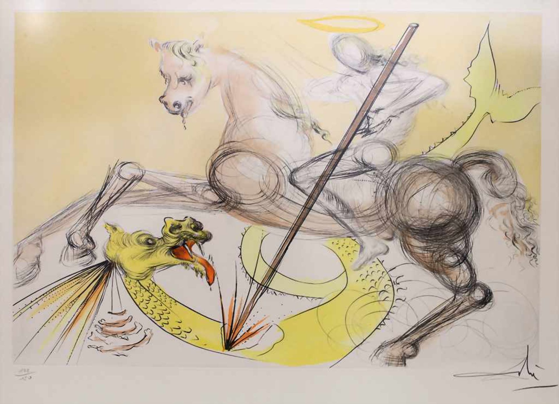 Salvador Dalí (1904-1989), 'St. Georges et le Dragon'Technik: Farbradierung, gerahmt, hinter Glas,