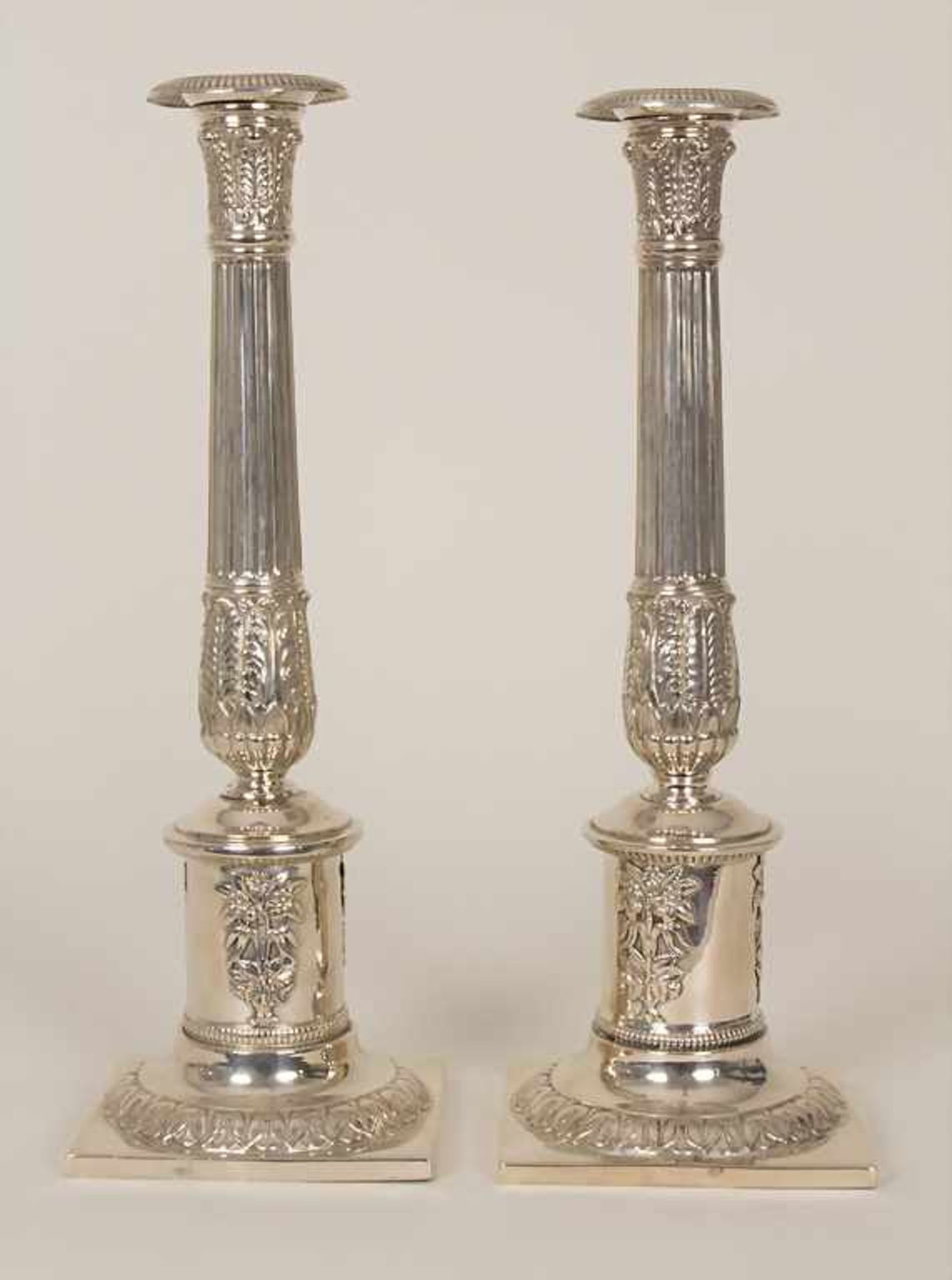 Paar Empire Kerzenleuchter / A pair of Empire silver candlesticks, Altenburg, um 1810Material: