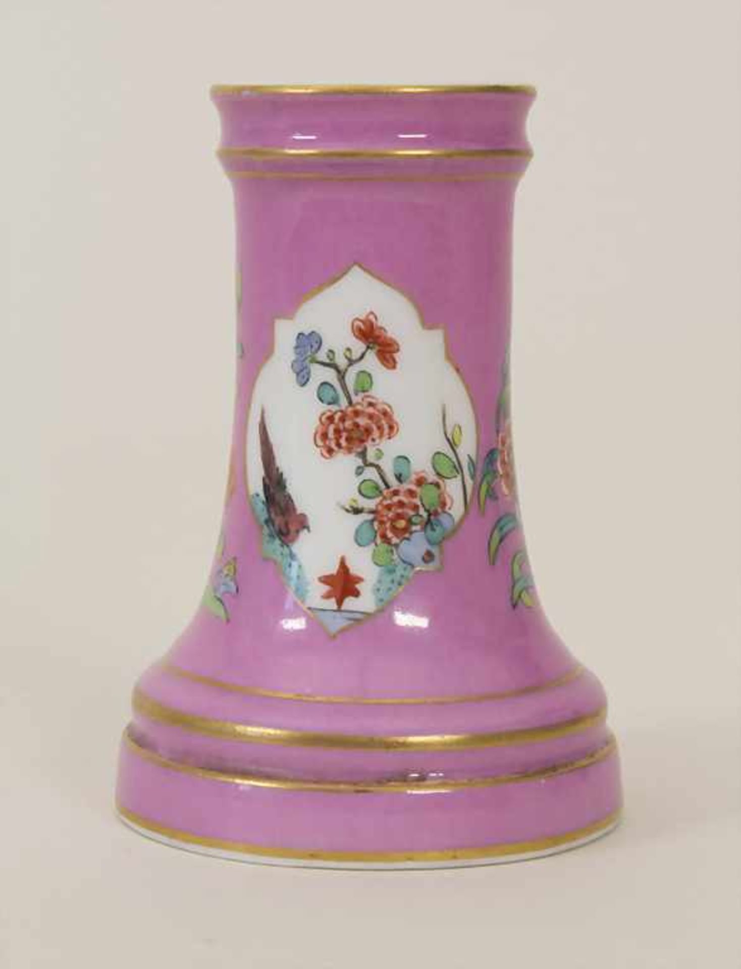 Kerzenleuchter mit Felsen- und Blumenmalerei / A candlestick with flowers and birds, Meissen, um - Bild 3 aus 6