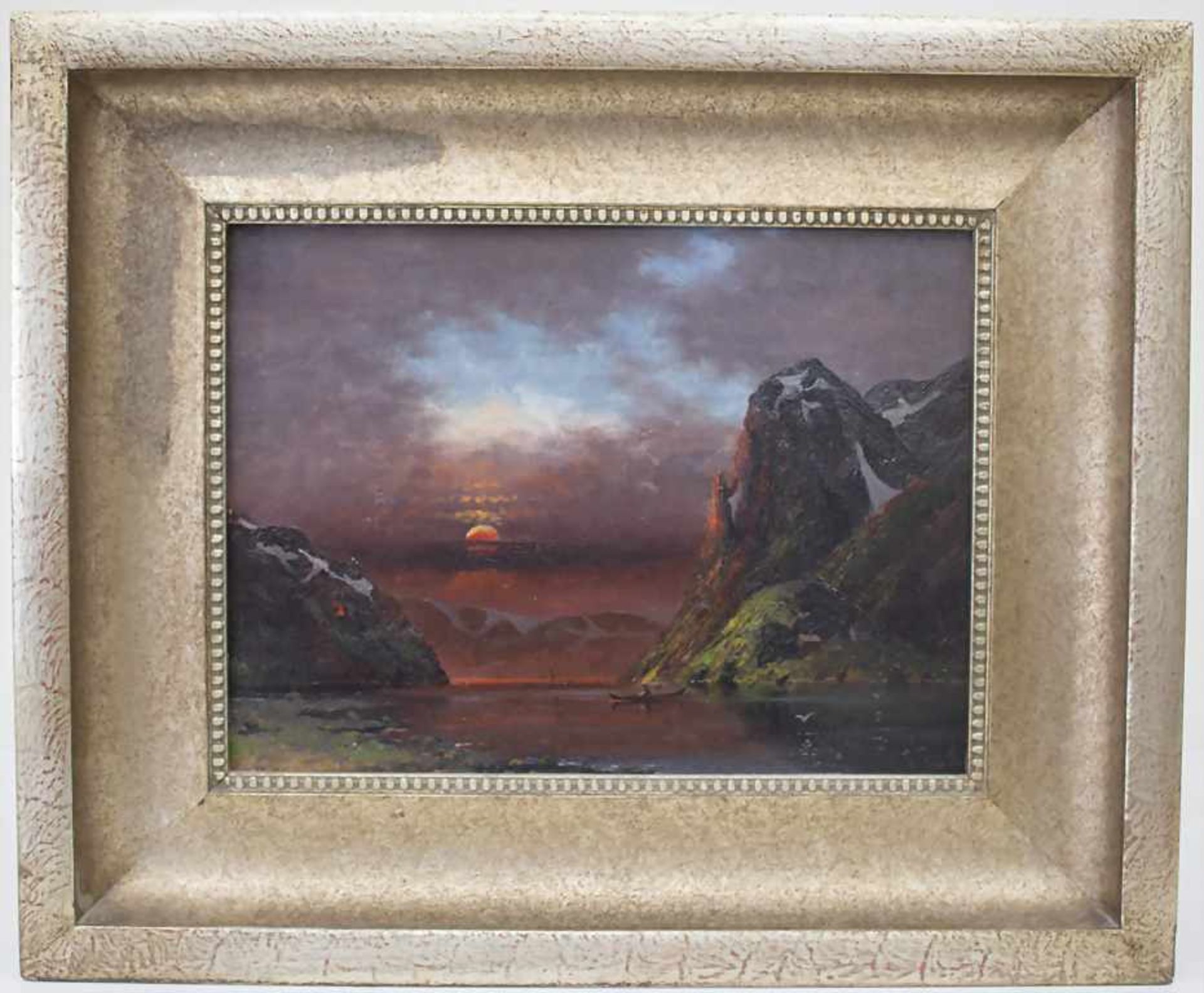 F. Fuchs (19./20. Jh.), 'Fjordlandschaft im Abendrot' / 'A fjord landscape at sunset'Technik: Öl auf - Image 2 of 5