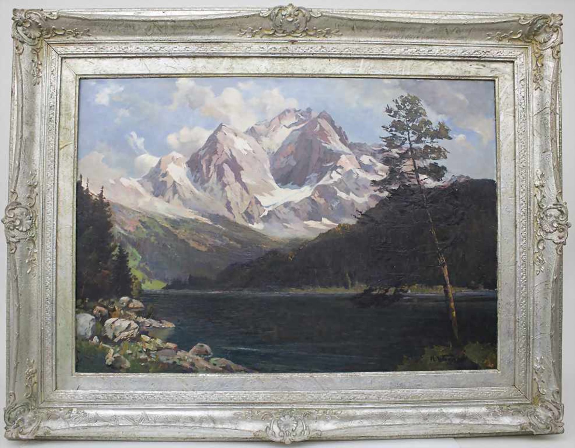 Karl Wagner (1796-1867), 'Bewaldete Alpenlandschaft mit Bergsee' / 'A forested mountain with lake' - Image 2 of 5