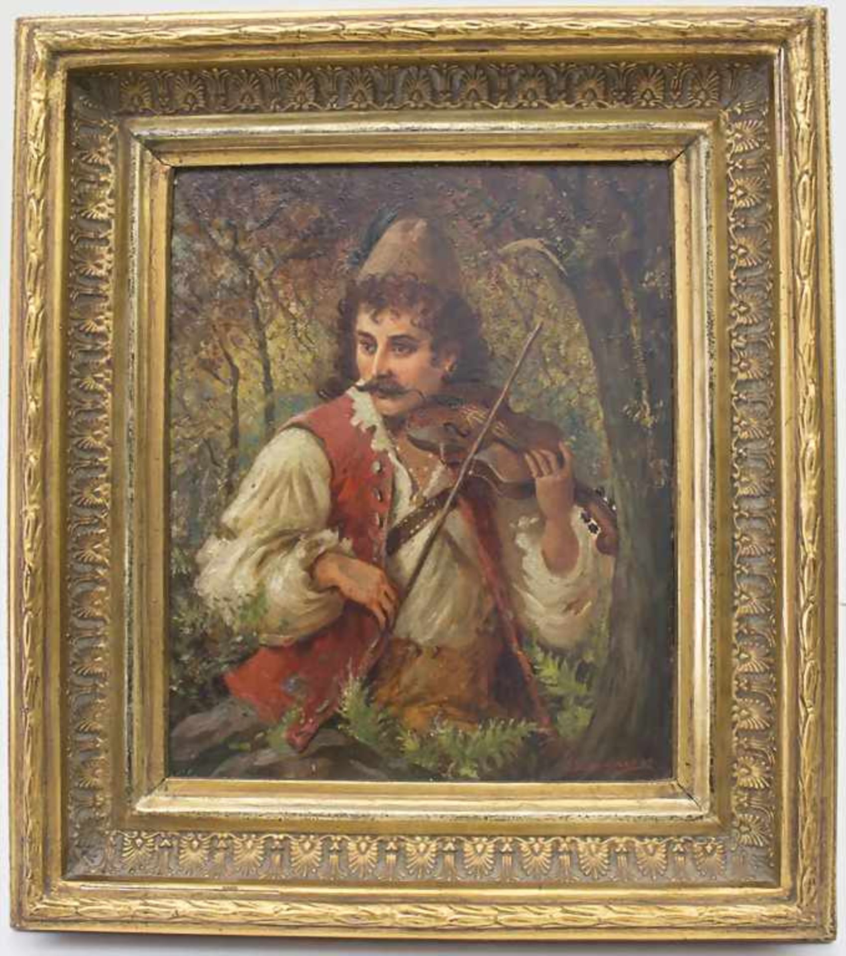 Julius Simmonds (1843-1924), 'Geiger' / 'A fiddler'Technik: Öl auf Platte, gerahmt, Signatur: - Image 2 of 4