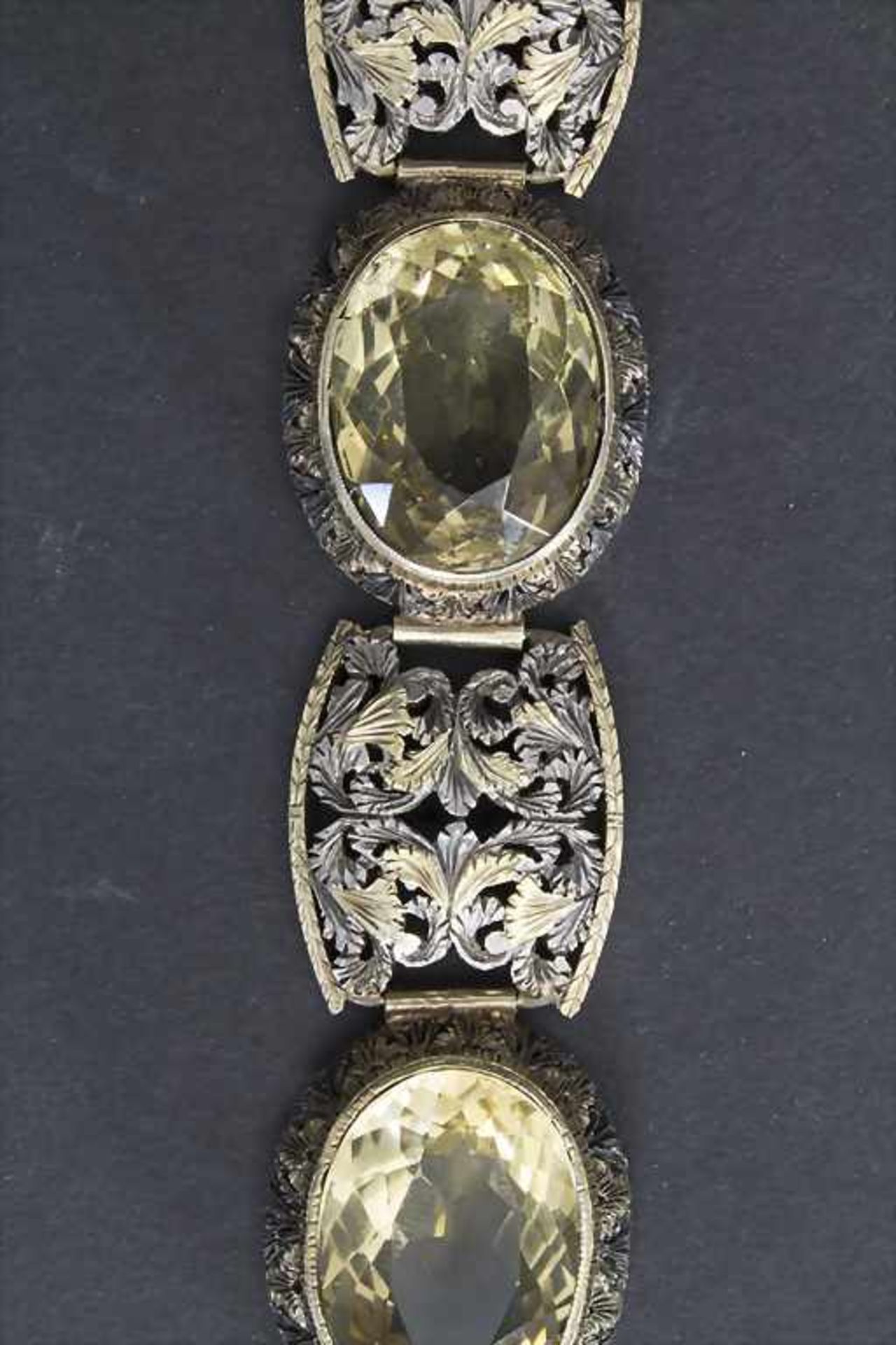 Armband mit Citrin / A bracelet with citrine, um 1870Material: Silber partiell Gold-plattiert, - Image 3 of 4