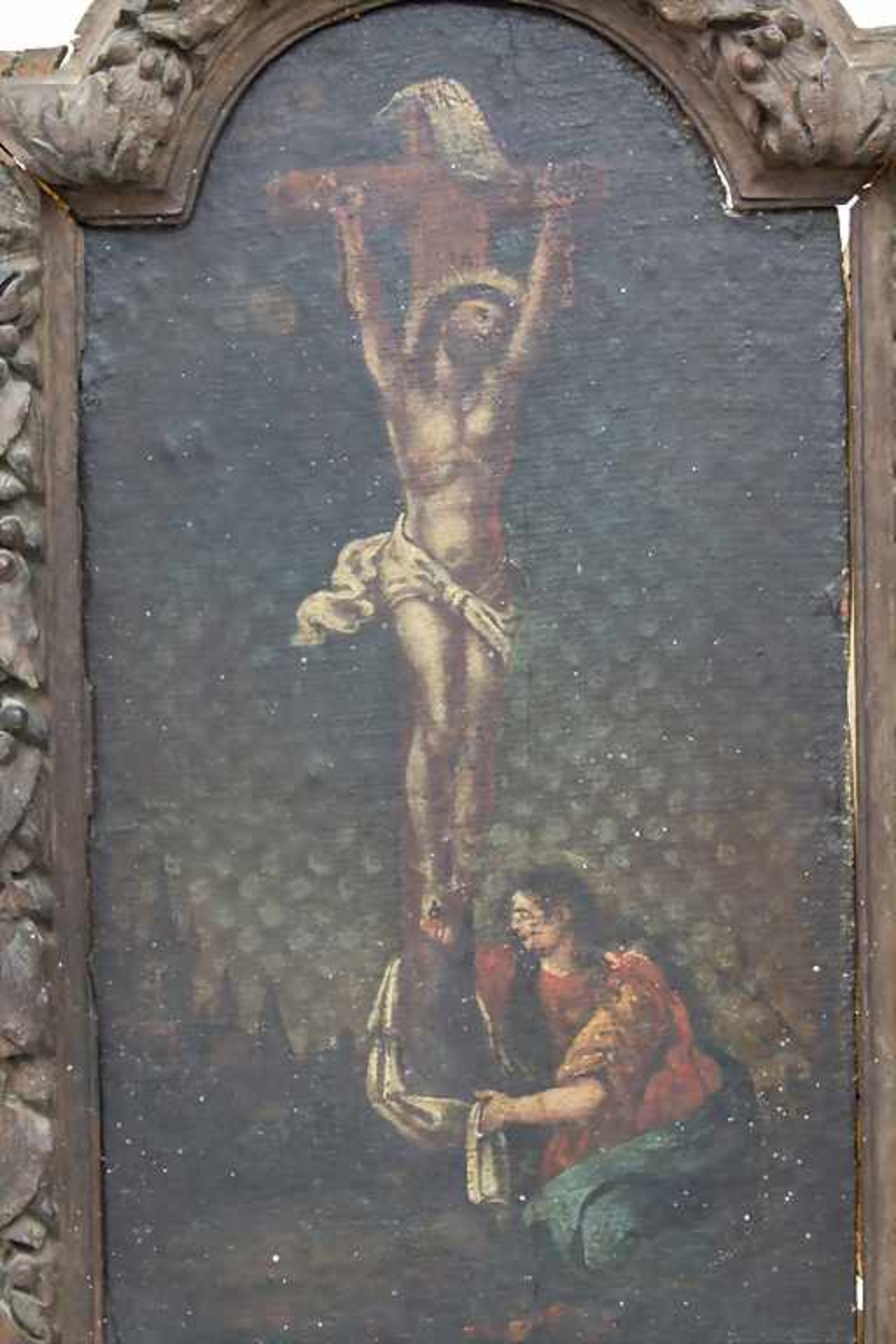 Künstler des 18. Jh., 'Kreuzigungsszene' / 'A crucifixion scene'Technik: Öl auf Leinwand (auf Holz - Image 2 of 3