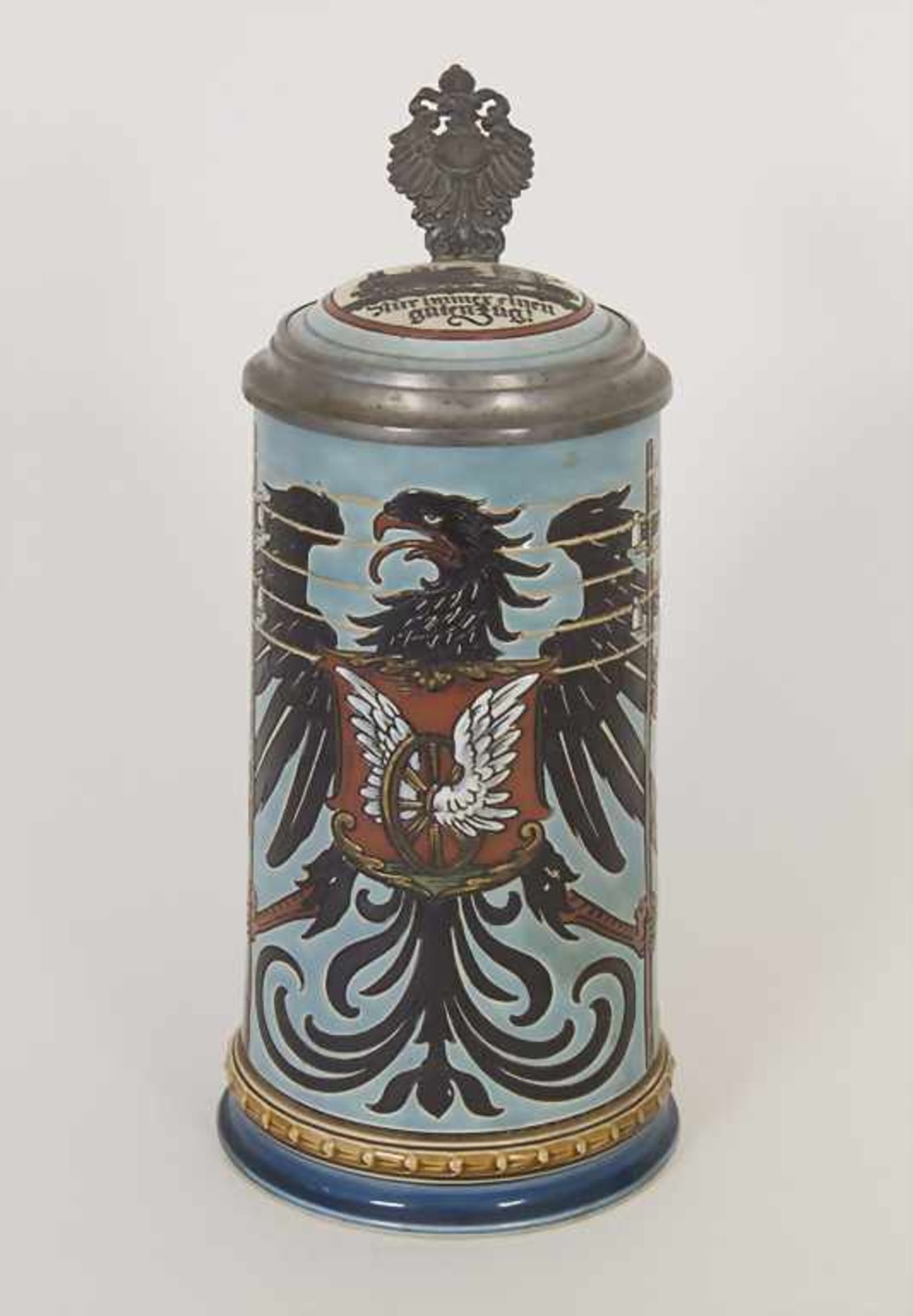 Eisenbahner Bierkrug, Villeroy & Boch, Mettlach, um 1892Material: Keramik, glasiert, Zinnmontur