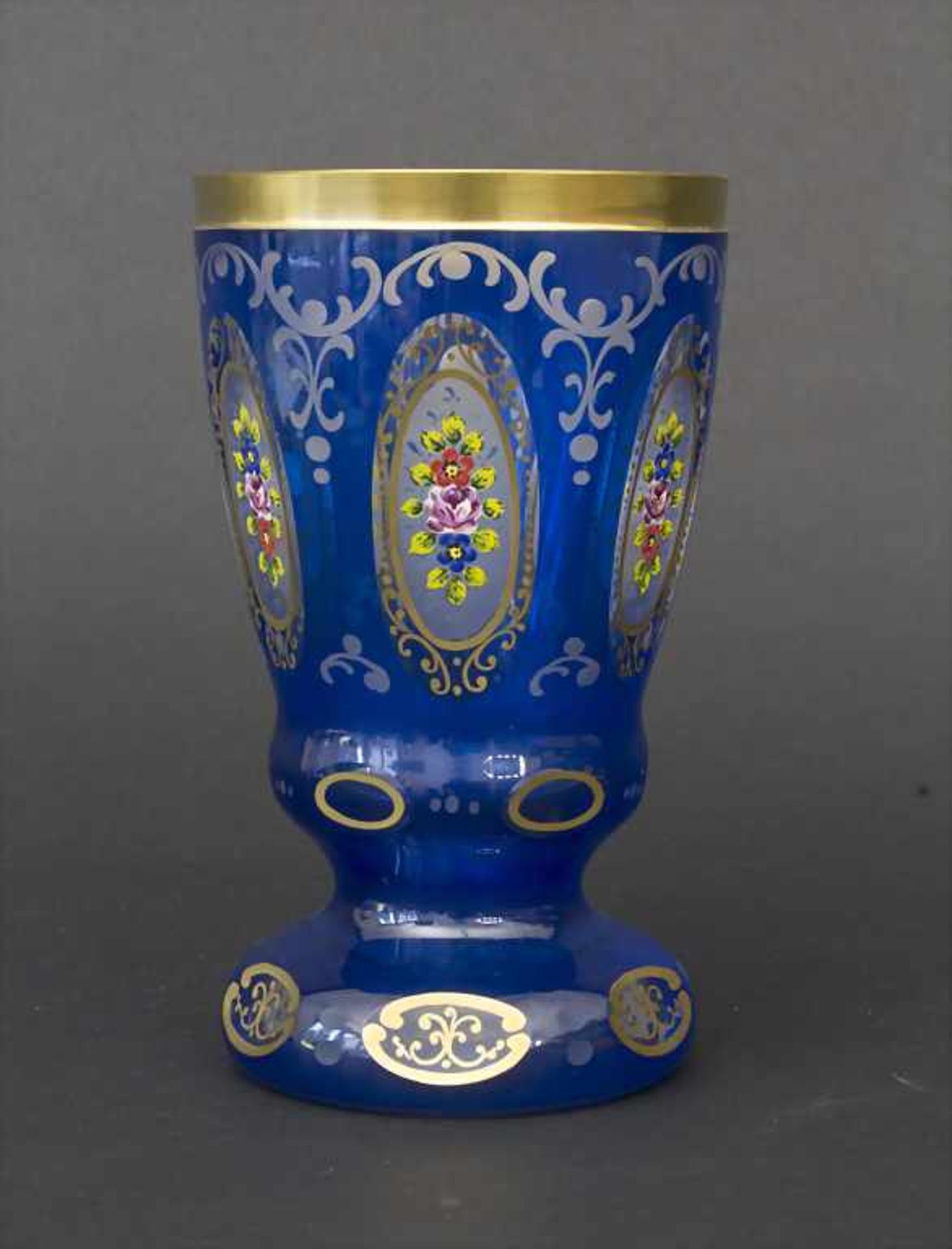 Biedermeier-Becher mit Schliffdekor /Biedermeier Glass, deutsch, um 1870Material: dickwandiges Glas,