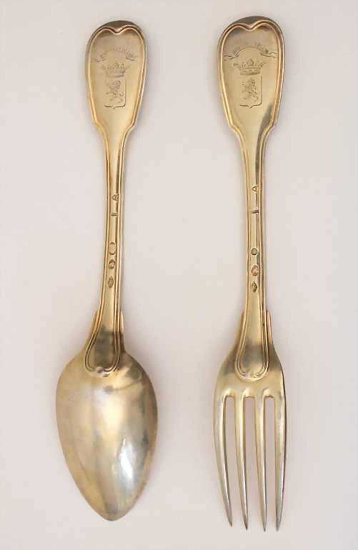Silberbesteck für 6 Personen / 12 pieces of silver flatware, Paris, 1798-1809Material: Silber 950/ - Bild 4 aus 8