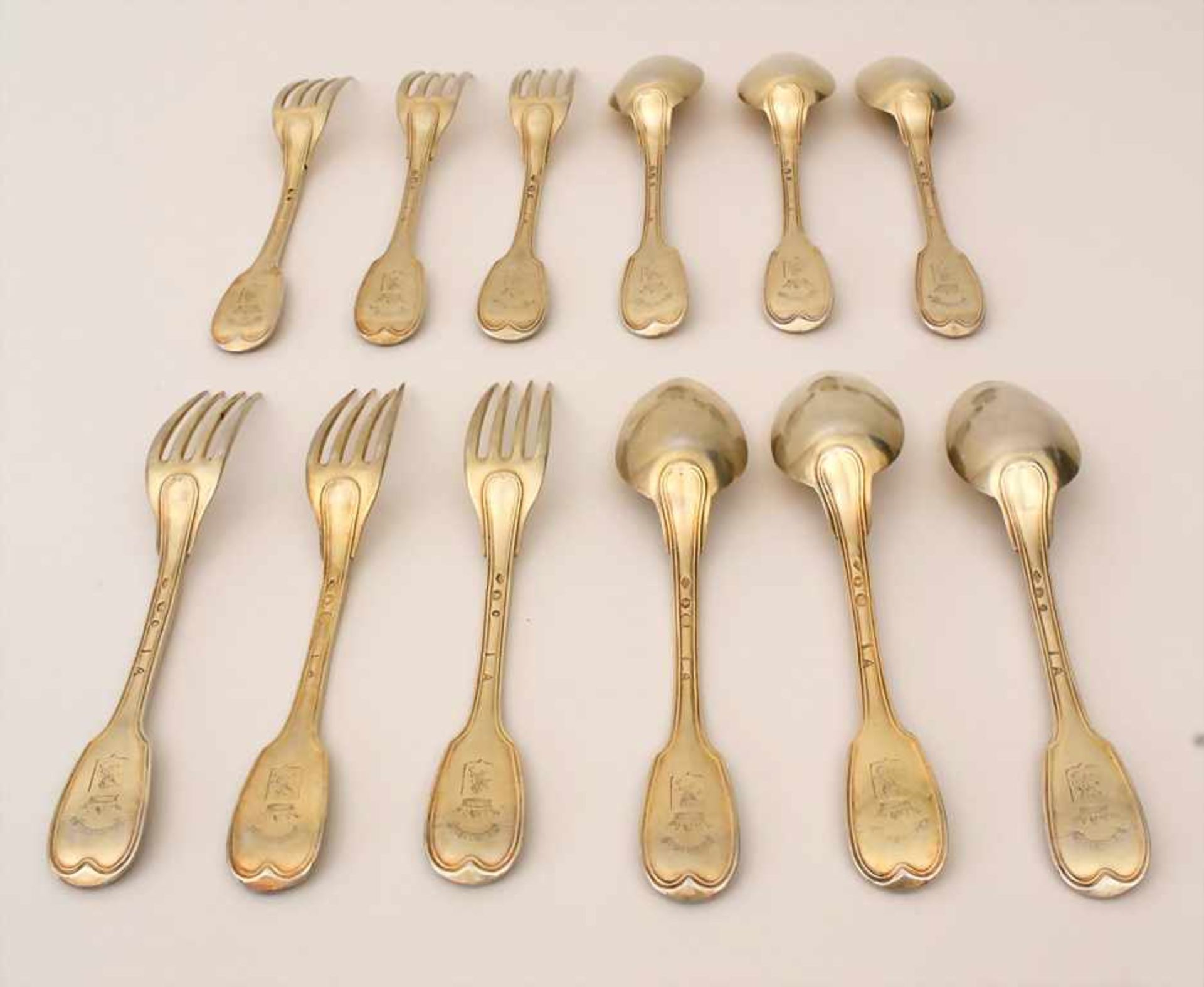 Silberbesteck für 6 Personen / 12 pieces of silver flatware, Paris, 1798-1809Material: Silber 950/ - Bild 2 aus 8