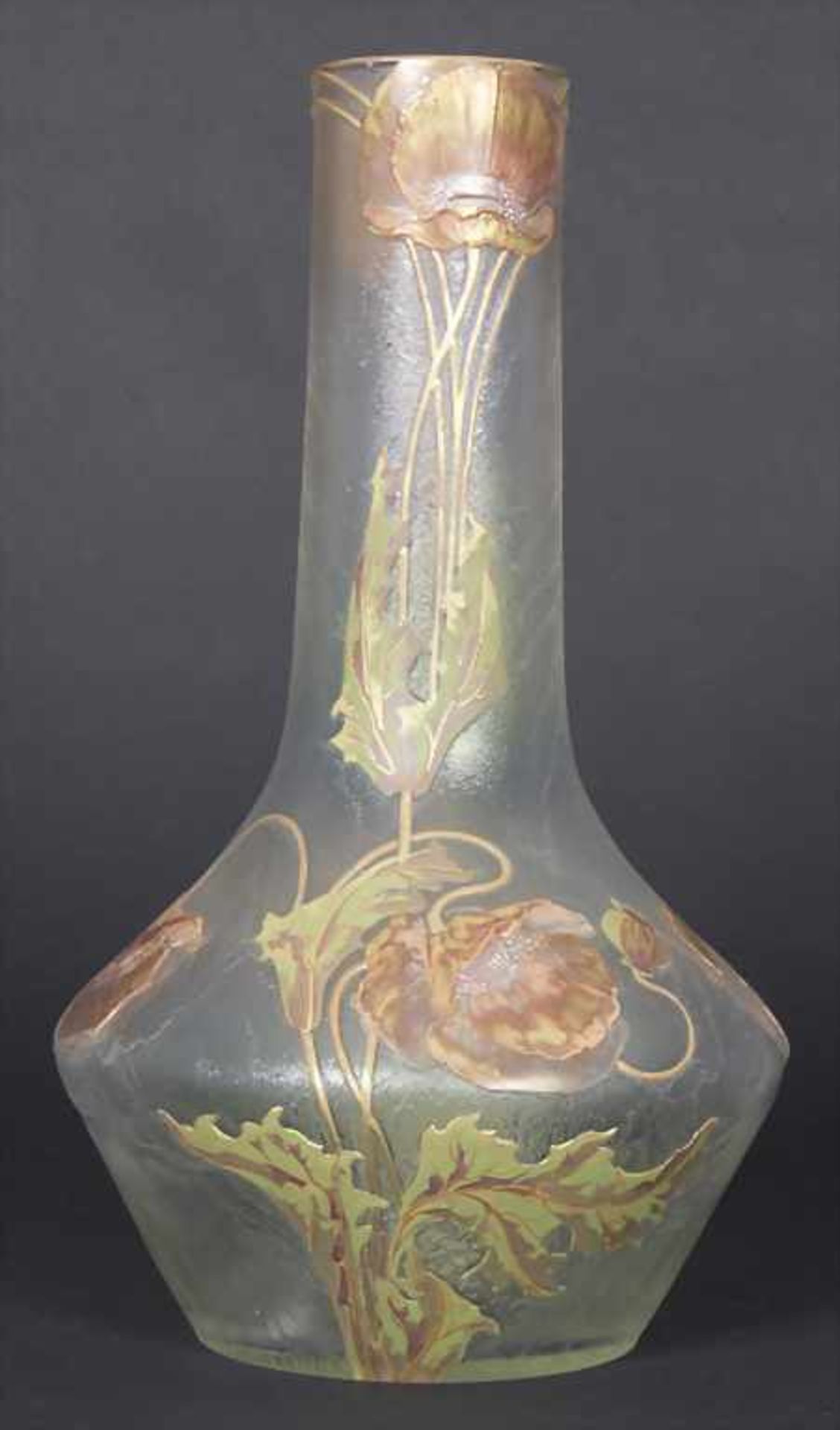 Jugendstil Vase mit Mohnblüten / An Art Nouveau vase with poppy flowers, Mont Joye/Legras et Cie.,