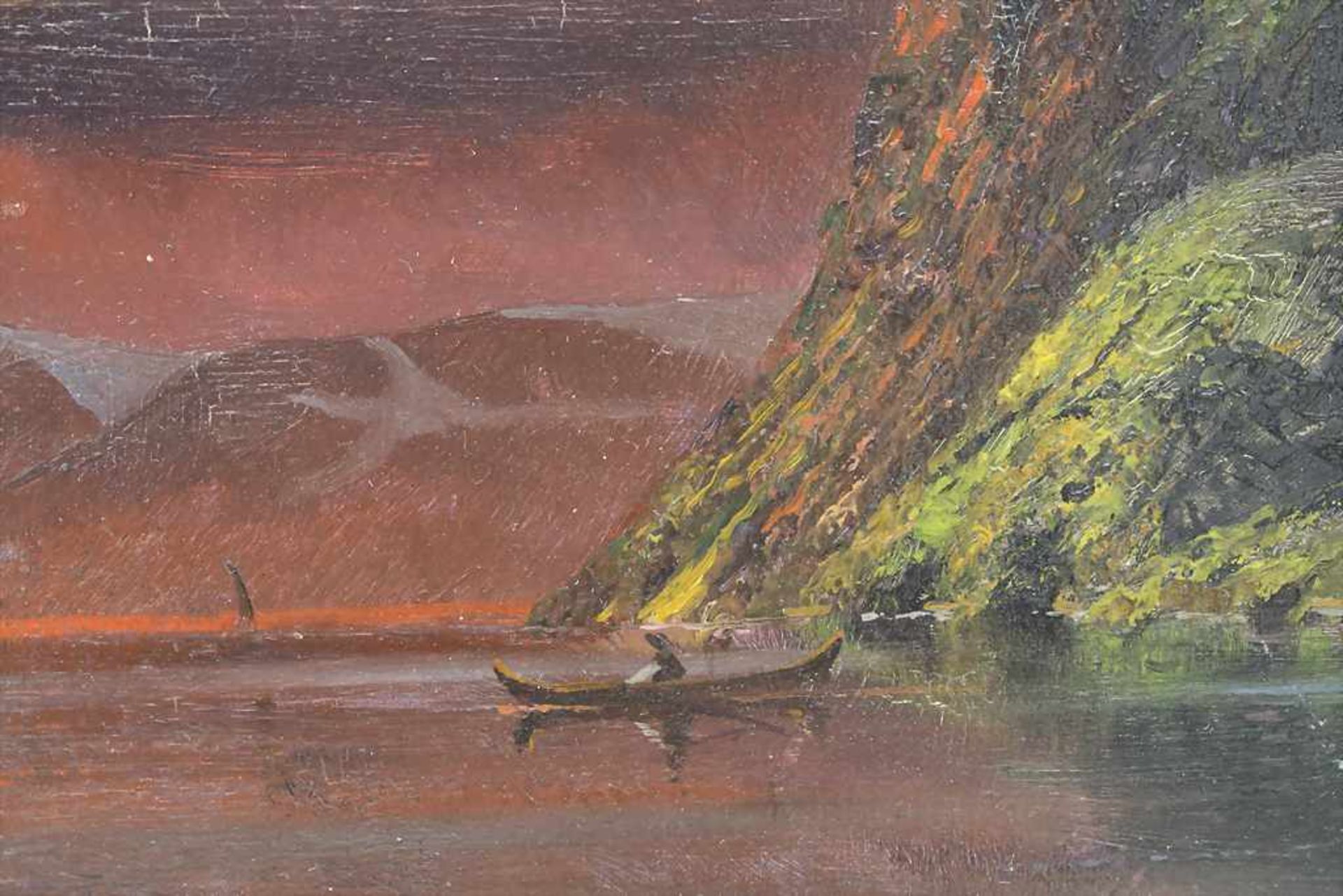 F. Fuchs (19./20. Jh.), 'Fjordlandschaft im Abendrot' / 'A fjord landscape at sunset'Technik: Öl auf - Image 4 of 5