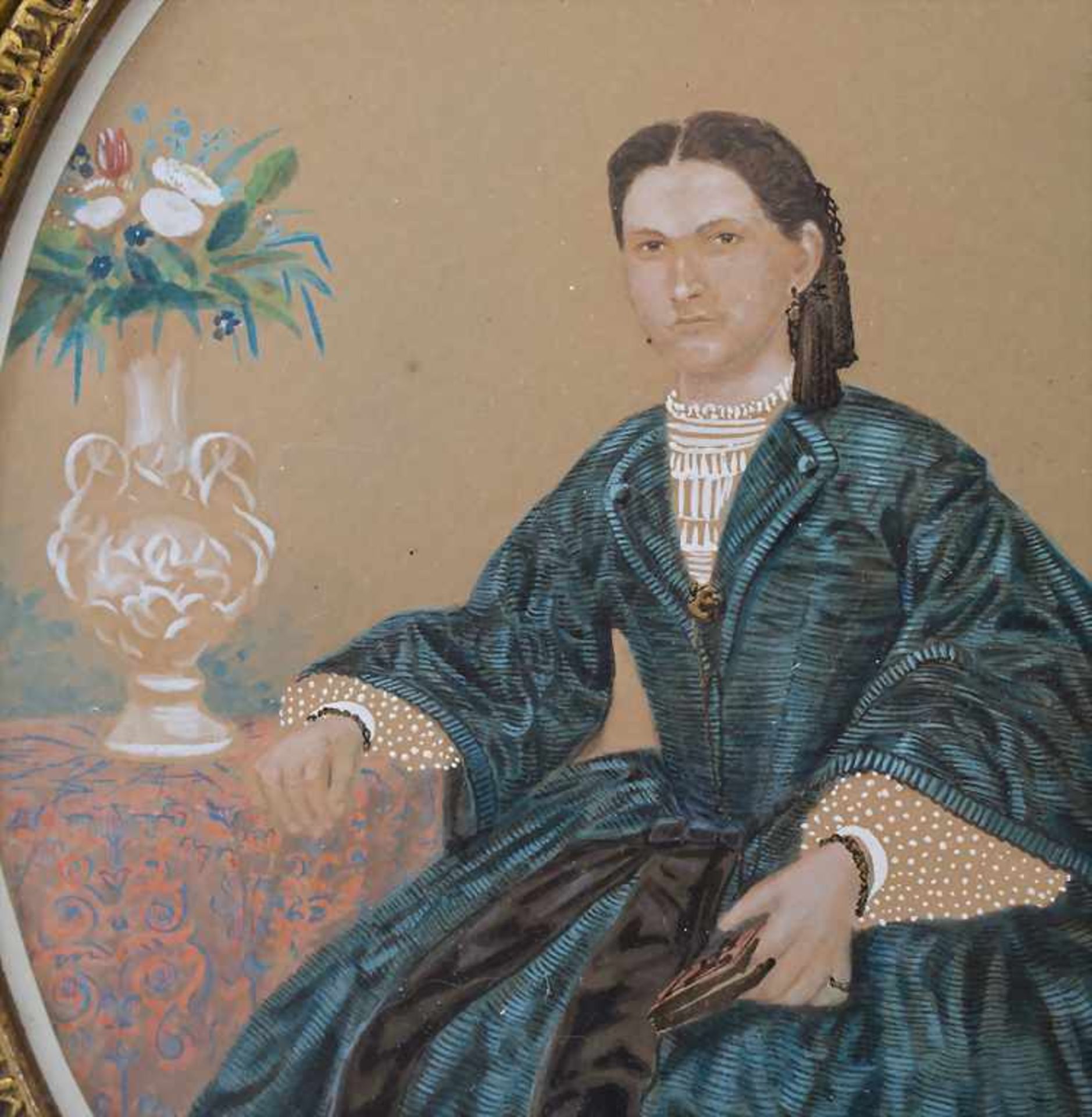 Künstler des 19. Jh., 'Interieur mit Damenporträt' / 'An interior with portrait of a lady'Technik: - Bild 3 aus 4