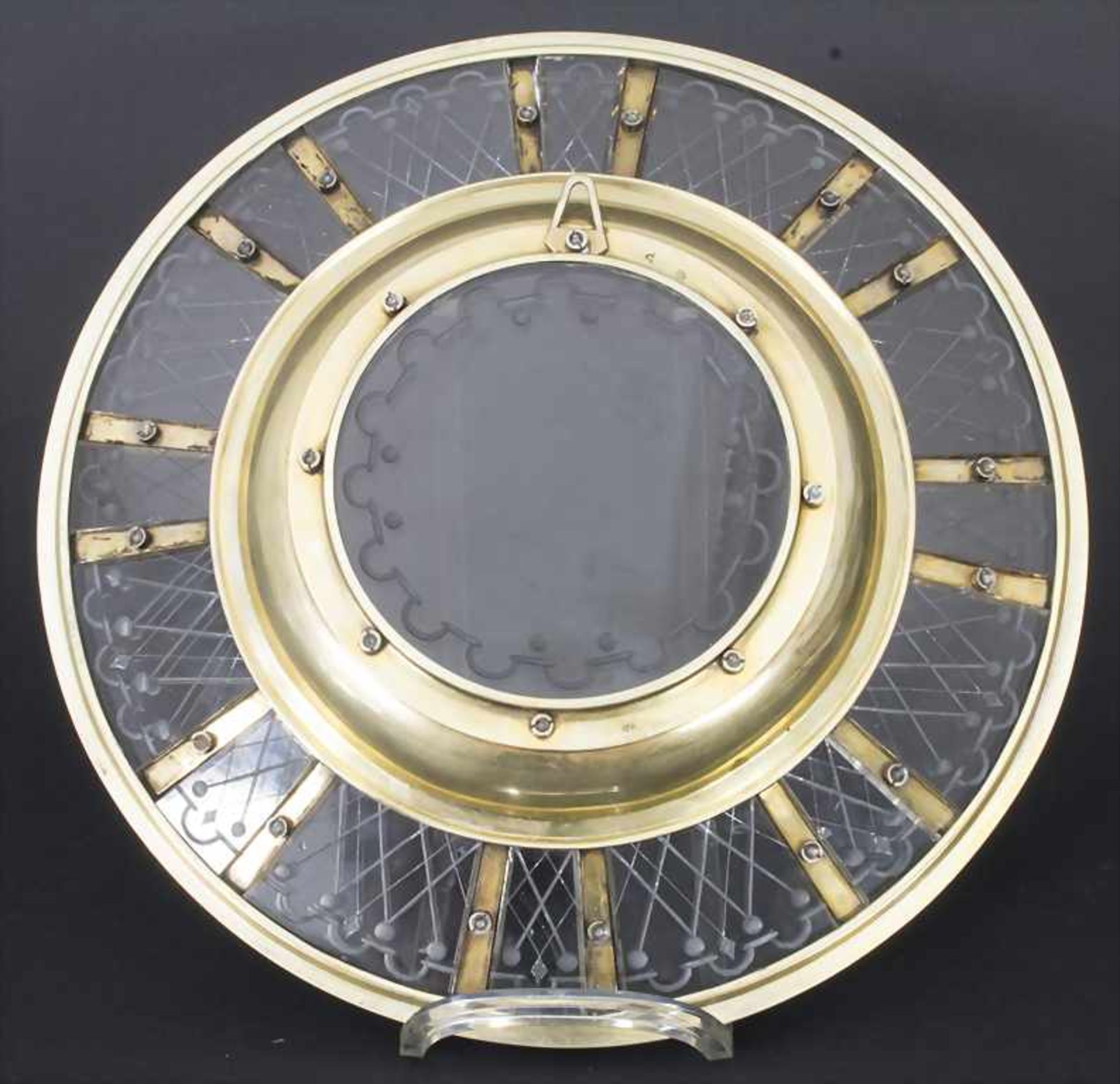 Zierteller / A glass plate, deutsch, 19. Jh.Material: Bleiglas, Silber 800/000 vergoldet,Marke: - Image 3 of 4