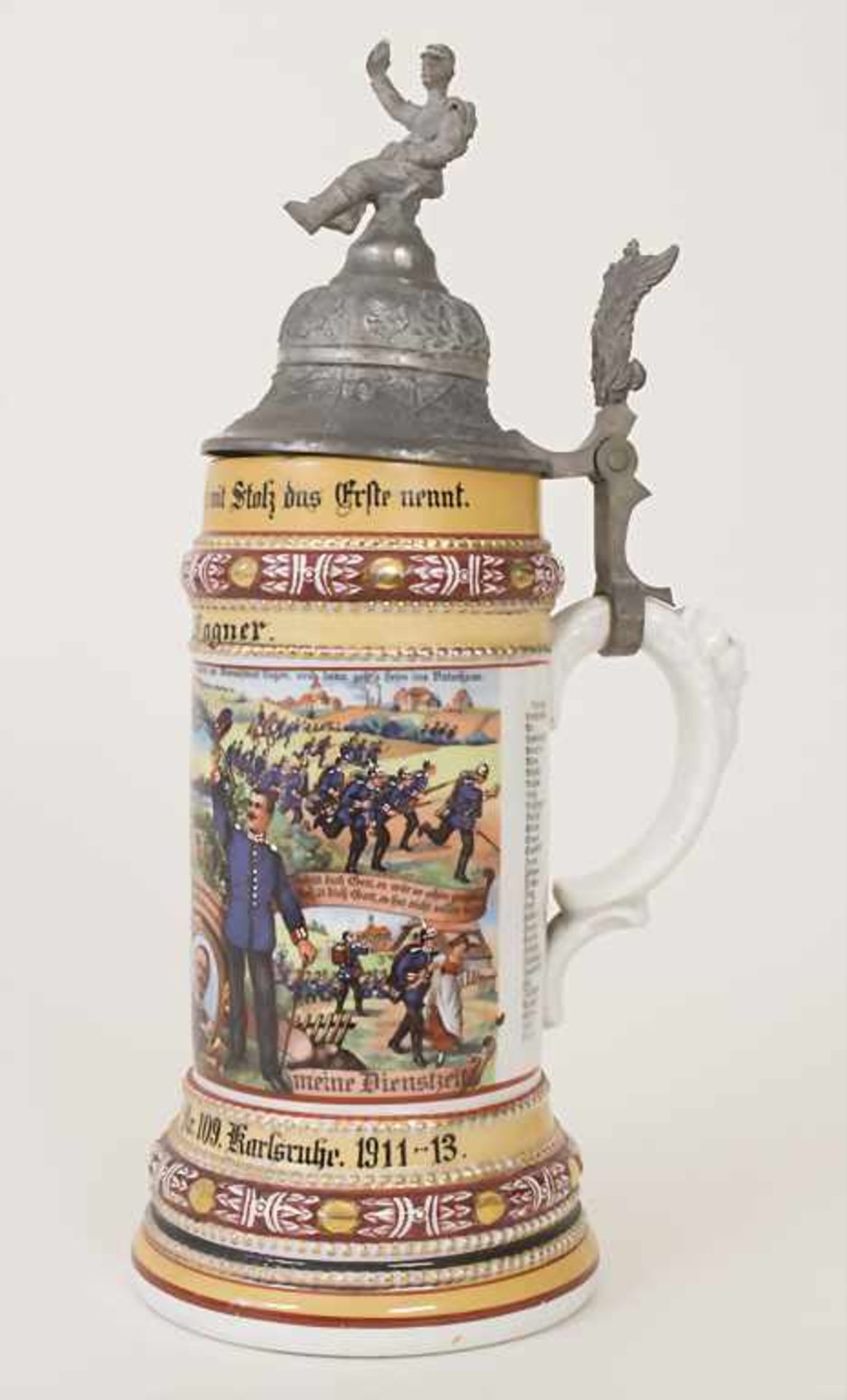 Reservistenkrug / A reservist beer mug, Karlsruhe, Baden, 1913Einheit: '9. Comp. 1. Bad. Leib - Bild 5 aus 11