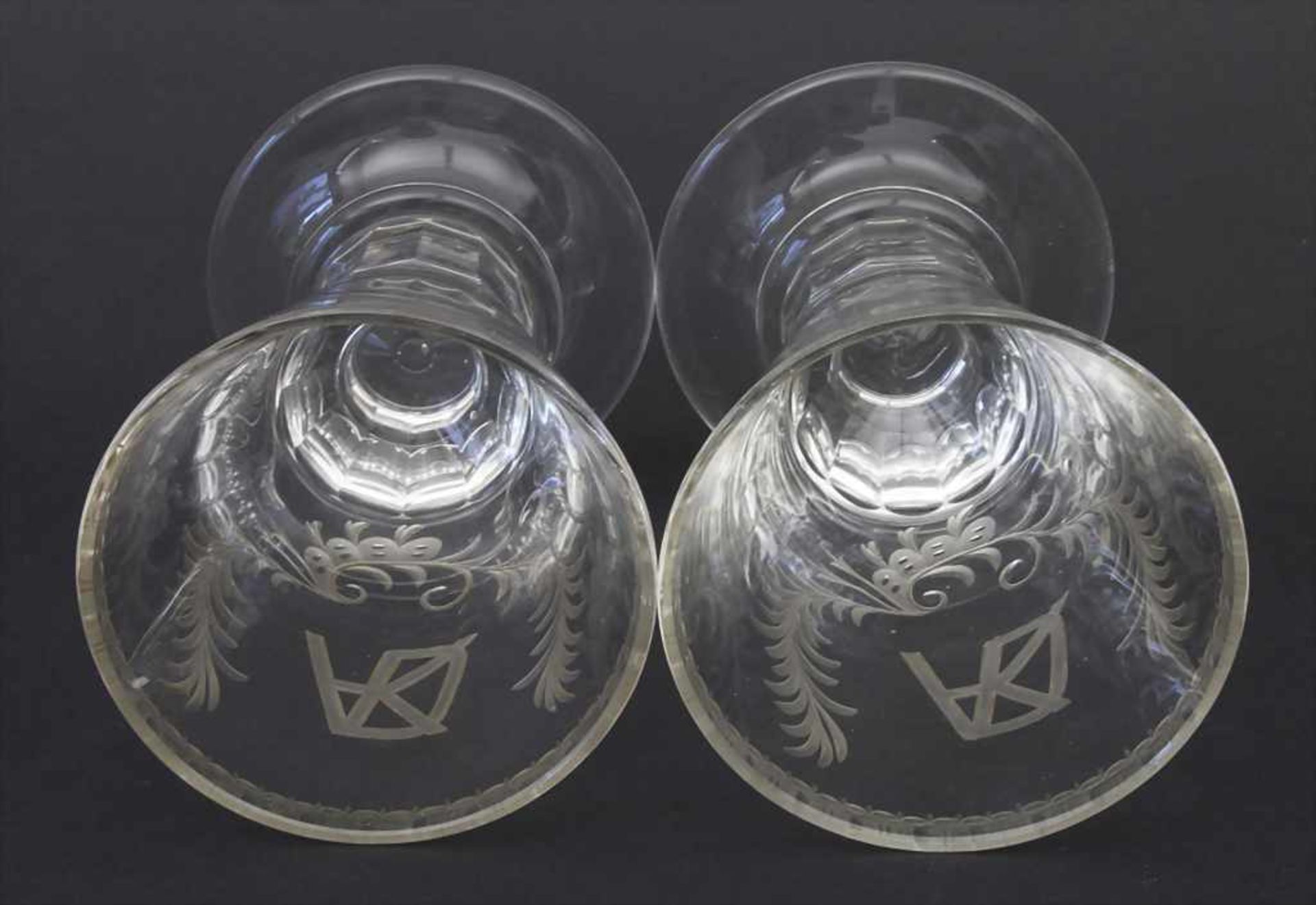 2 Kelchgläser / 2 glasses, J. & L. Lobmeyr, Wien, um 1880Material: farbloses Glas mit - Bild 4 aus 5
