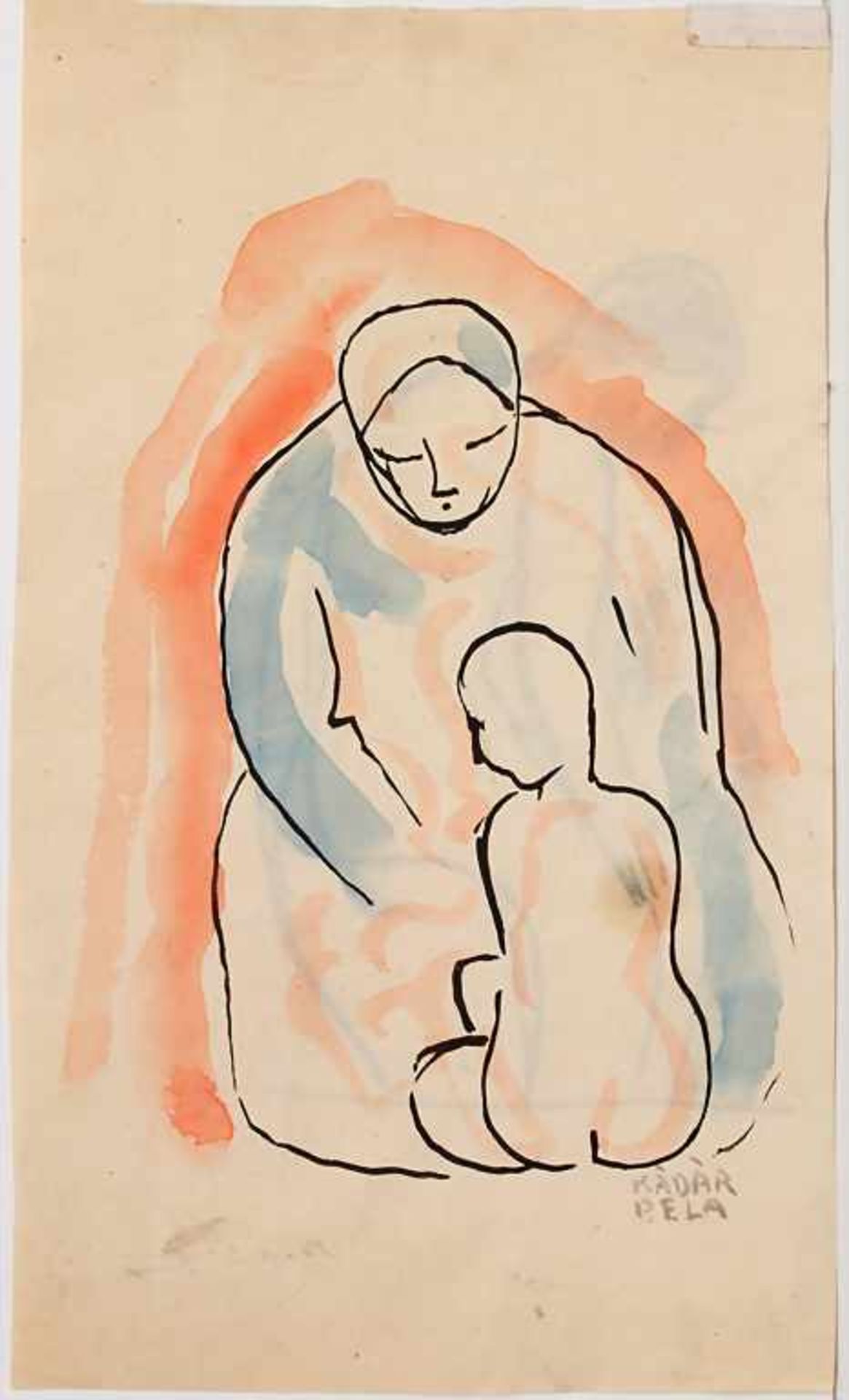 Béla Kádár (1877-1956), 'Mutter mit Kind' / 'Mother and Child'Technik: Tusche / Aquarell auf Papier,