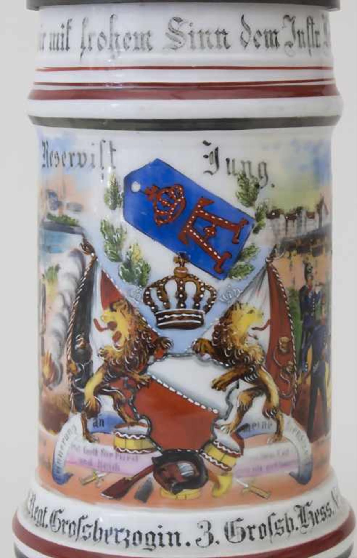 Reservistenkrug / A reservist beer mug, Mainz, Hessen, Pfalz, 1904Einheit: 'Leib Comp. Inft. Regt. - Image 2 of 10