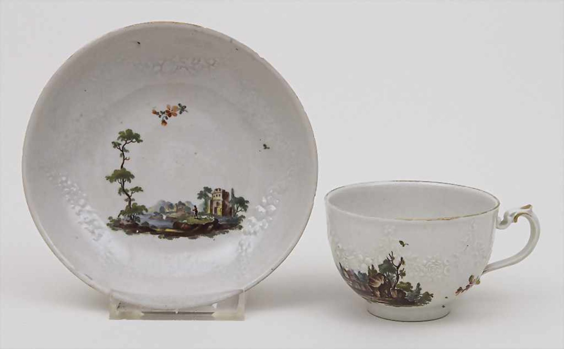 Tasse mit UT mit feiner Landschaftsmalerei / A Cup With Saucer With Landscapes, Ludwigsburg, um