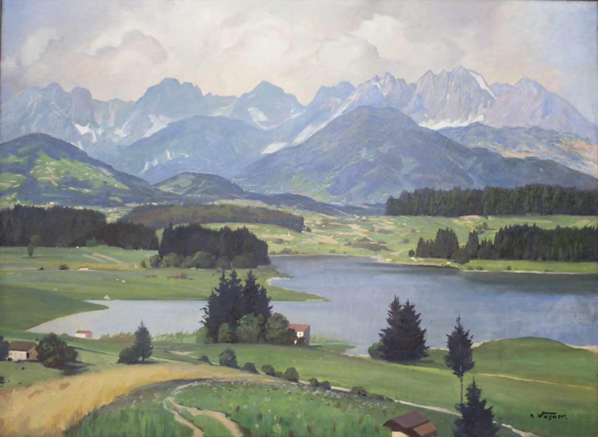 Karl Wagner (1796-1867), 'Alpenlandschaft mit Bergsee' / 'A mountain with lake'Technik: Öl auf