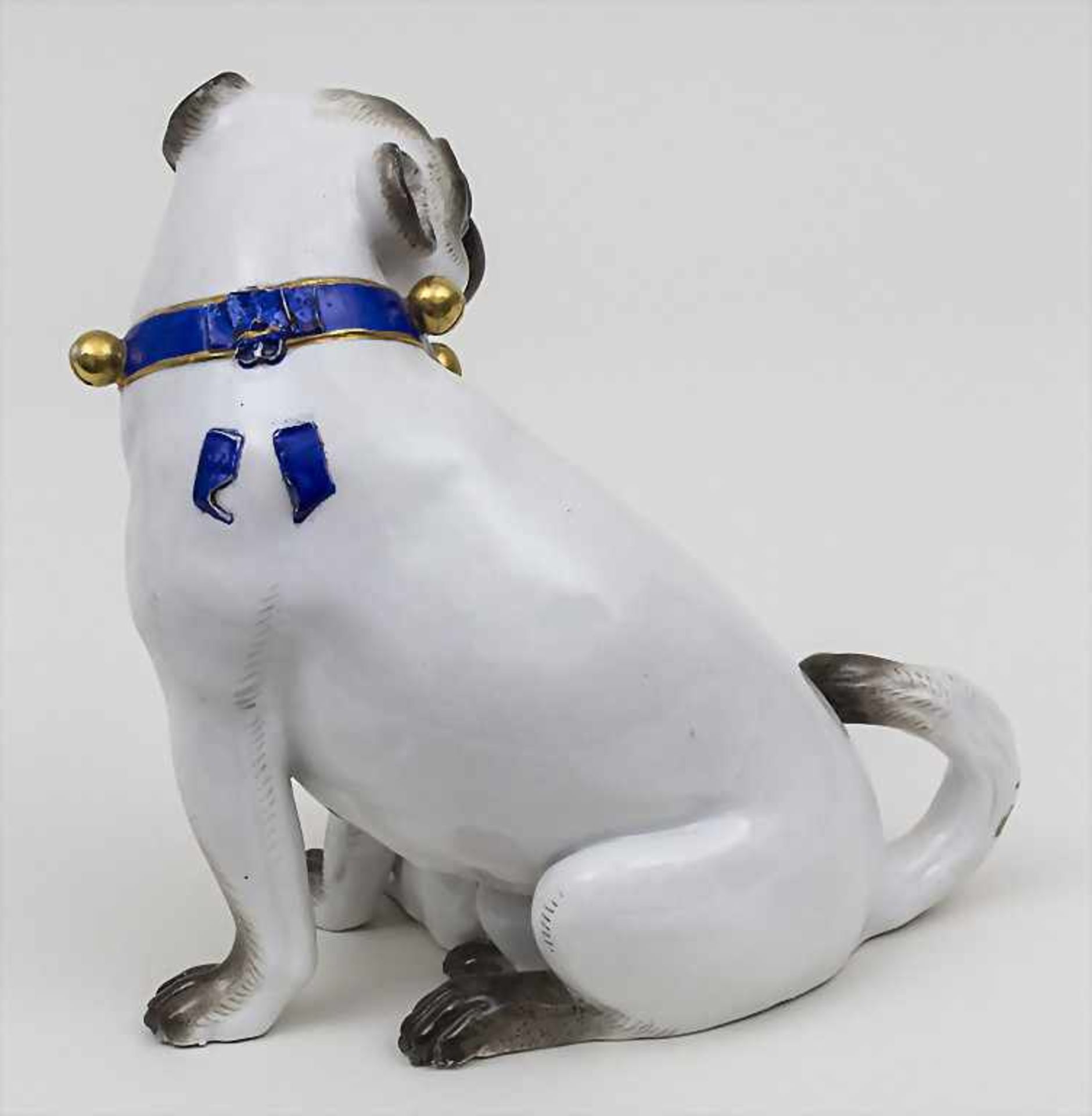 Mops mit Schellenhalsband und Welpe / A pug dog with a puppy, Meissen, Anfang 19. Jh.Material: - Image 3 of 4